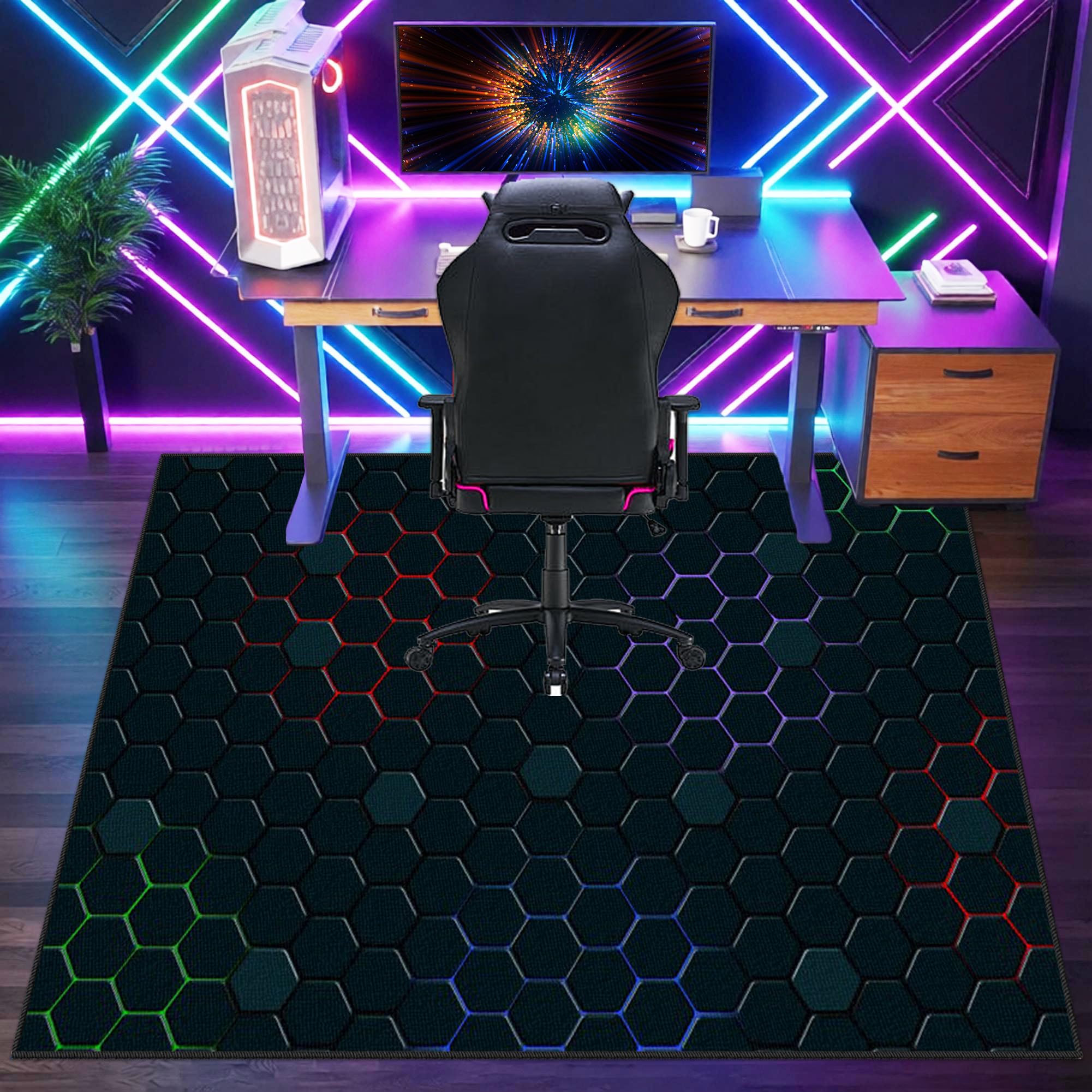 Tapis de Protection de Sol Chaise Gaming Multi-surfaces 140 x 200 cm