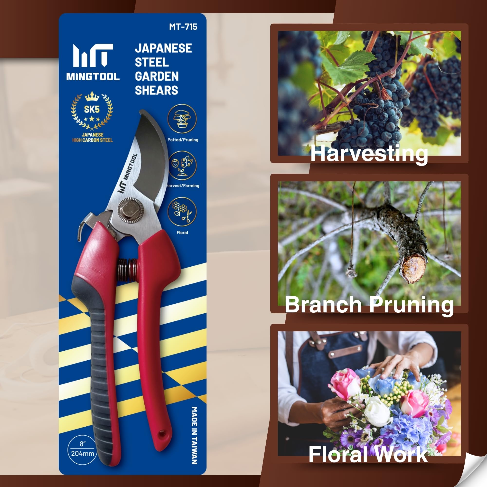 Professional Pruning Shears - 8 Inch Carbon Steel -6