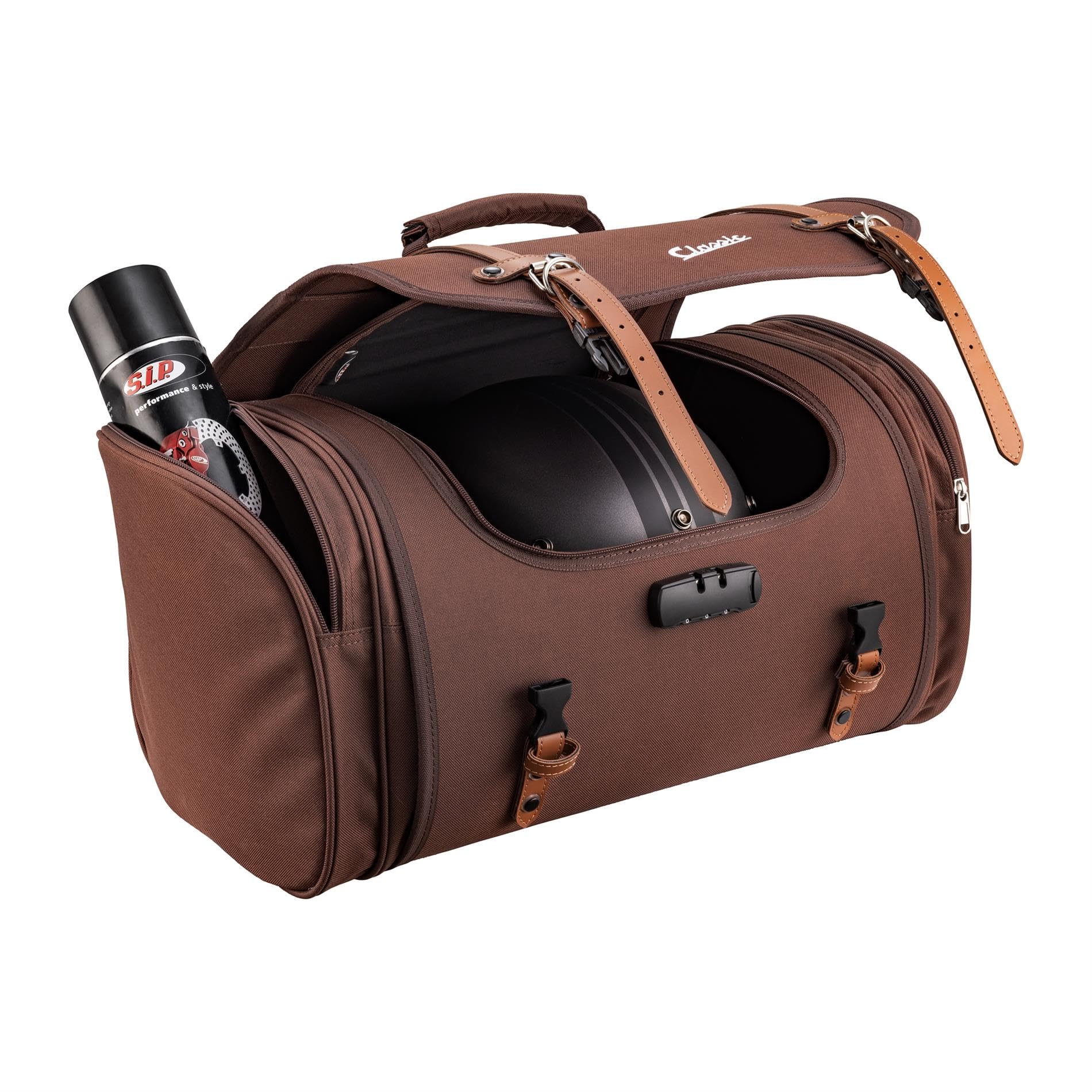 SIP Sac Classic, grande valise pour porte-bagages de scooter, imperméable, avec serrure à combinaison et housse de pluie