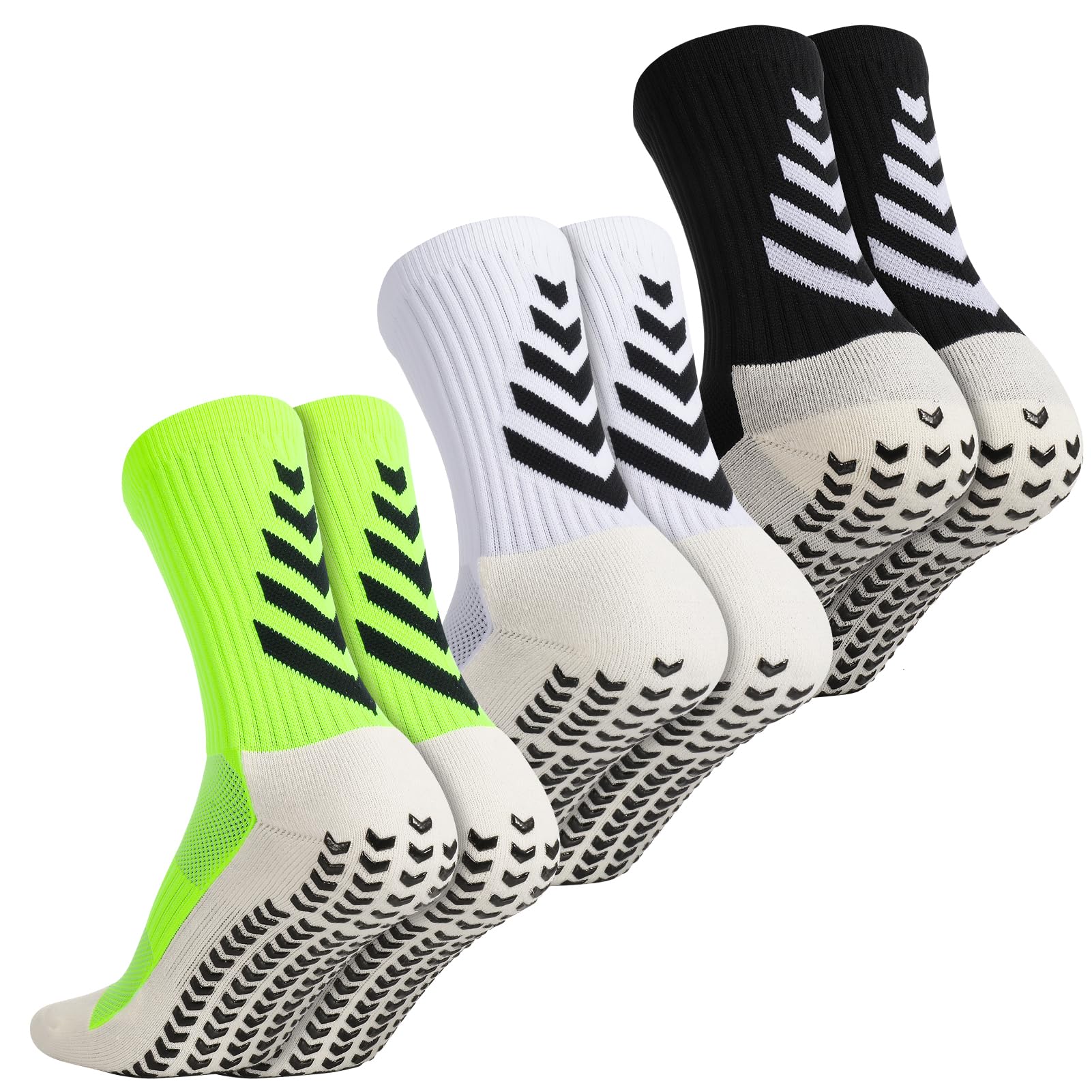 Zuimei3 pairs Anti Slip Football Socks Grip Socks Football Soccer Socks with Rubber Dots Athletic Breathable Sports Socks for Football Basketball Hockey Running Sports