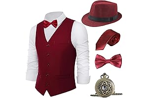 1920s Great Gatsby Men's Gatsby Gangster Vest Costume Accessories Set with Fedora Hat