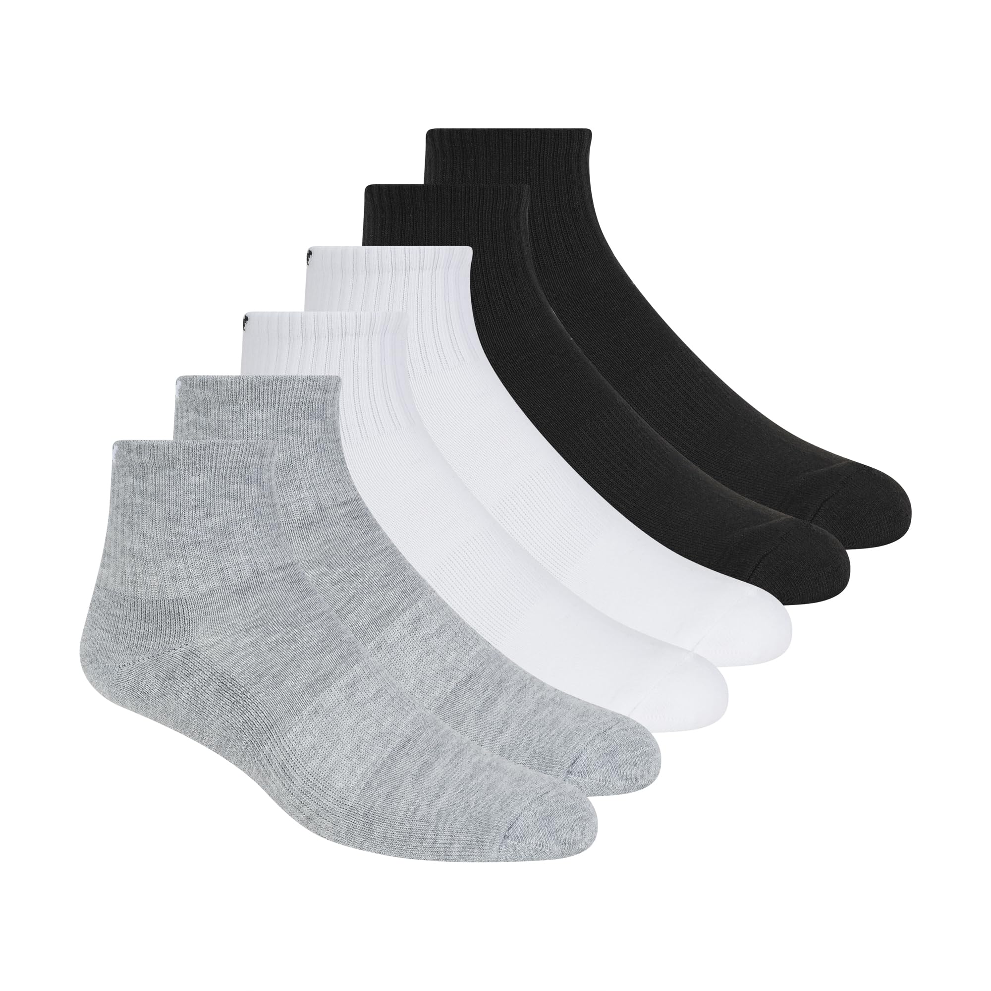 Dkny Men's Grey/White/Black 6 Pack Sport Cushion High Quarter Crew Socks, 9-13 Uk