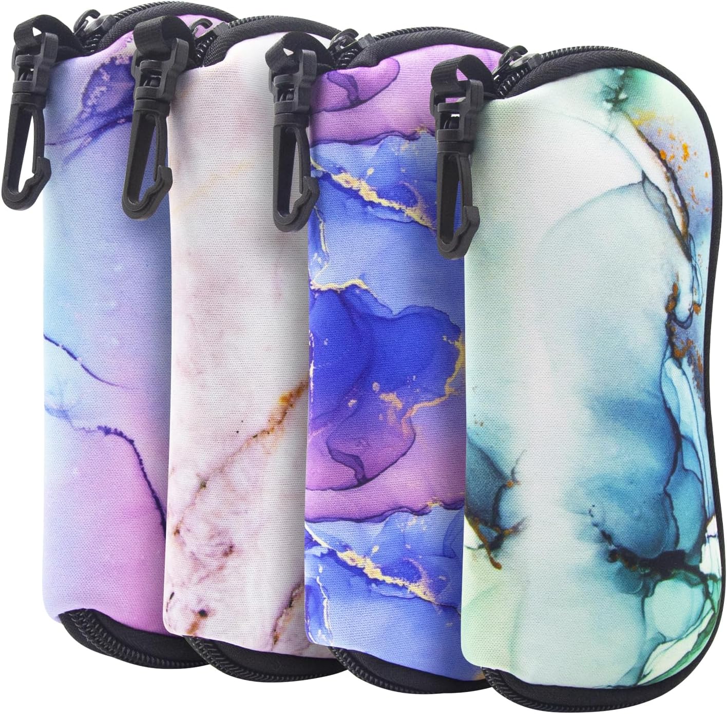 ANLIOTO 4 Pack Soft Eyeglass Case with Carabiner, Portable Neoprene