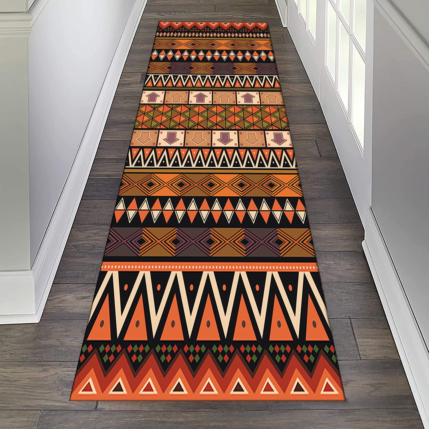 Läufer Teppich Flur Modern Abstrakt Marokkanisches Geometrisches Design Rutschfest Waschbar Teppich für Wohnzimmer Küche