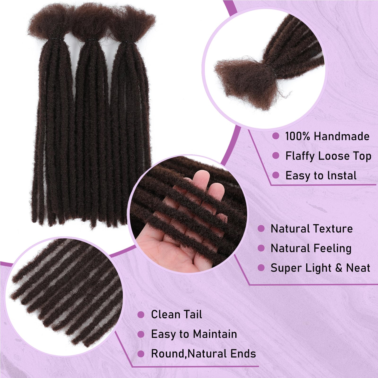SHIHERESH Dreadlock Extensions Synthetic Hair 0.4cm Width 30 Strands Soft Dreads Extensions Dreads Loc Reggae Hippie Handmade Dreadlock Extensions for Women/Men(4#,12inch) - Image 3