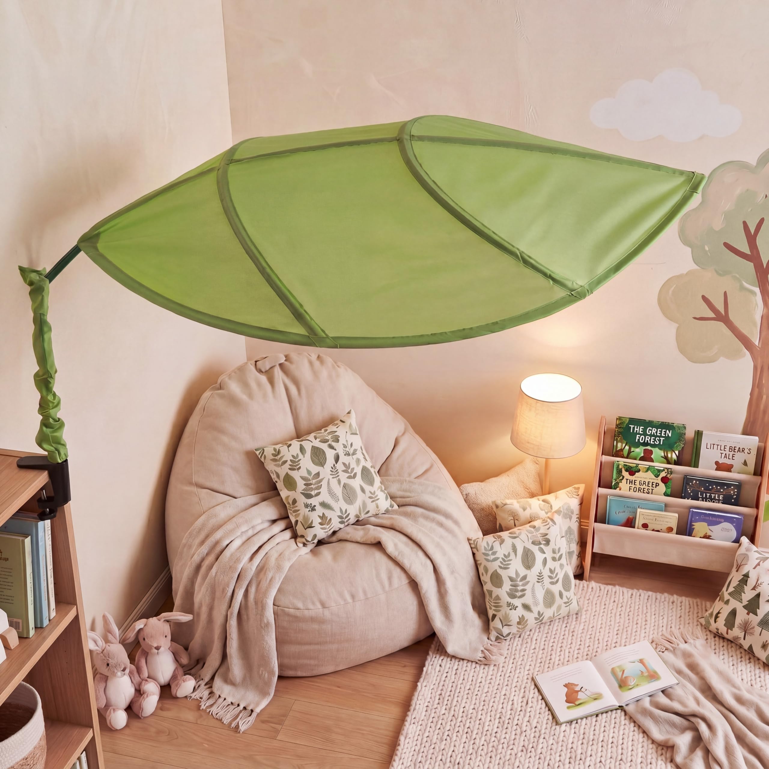 Photo 1 of Sieral 50 x 39 Inch Green Leaf Cubicle Shade, Desk Light Shield Bed Canopy