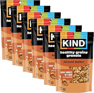 Kind Healthy Grains Granola, Almond Butter Clusters, Gluten Free, Healthy Snack Mix, 10g Protein, 11oz, 6 Count