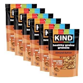 Kind Healthy Grains Granola, Almond Butter Clusters, Gluten Free, Healthy Snack Mix, 10g Protein, 11oz, 6 Count