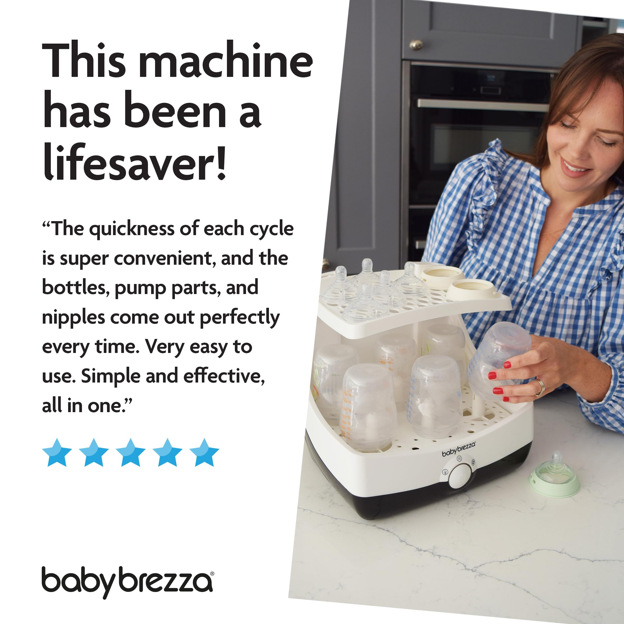 Baby Brezza SuperFast Steriliser Dryer – 10 Minute Fastest Baby Bottle Sterilisers – One-Step Steam & Dry for Bottles, Pump Parts, Dummies & Accessories – Large Universal Capacity — view 8