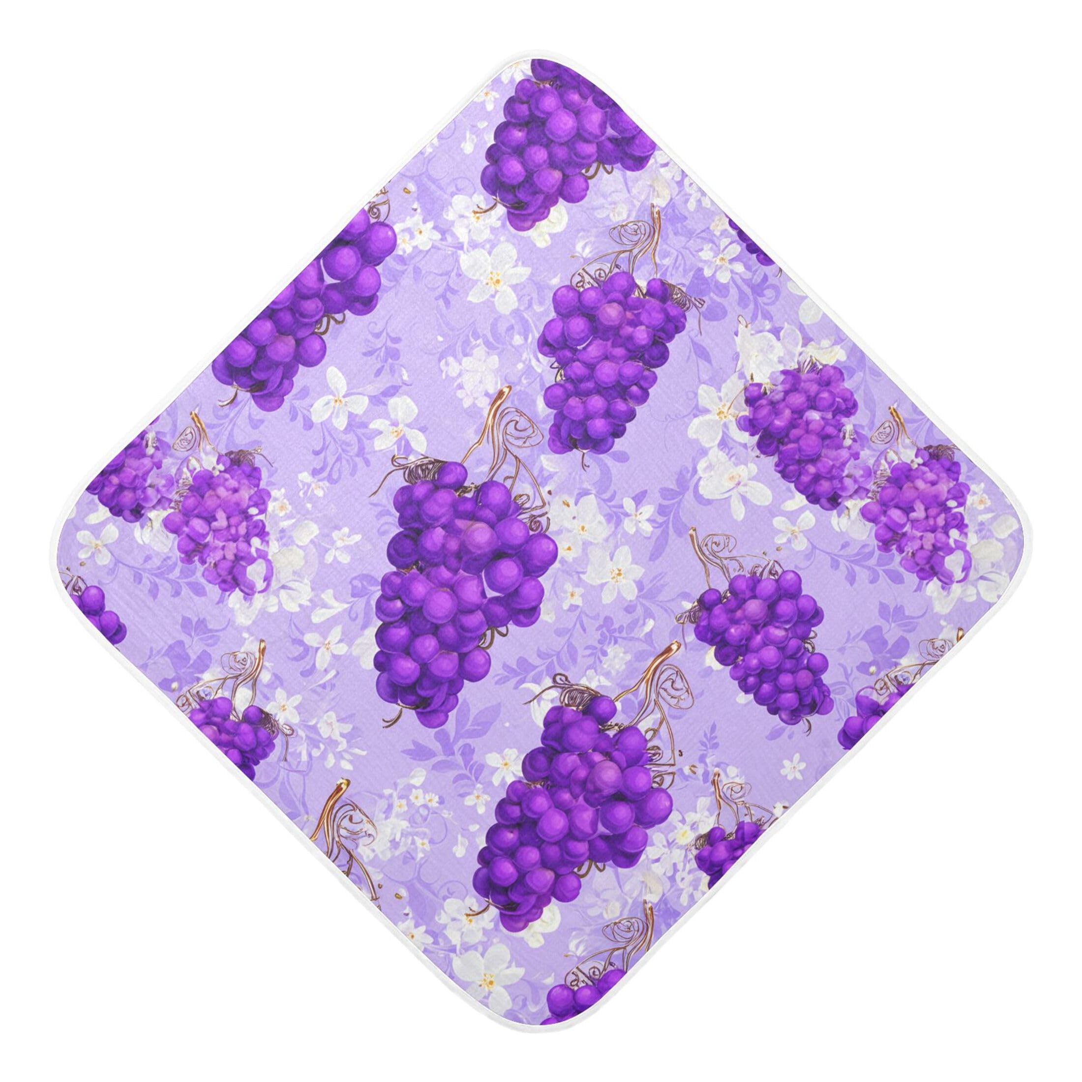 Kigai Baby Hooded Towel Absorbent Baby Bath Shower Towel with Hood for Newborn Boys Girls Babies Infant Toddler (Grapes Flowers 30 x 30 in)