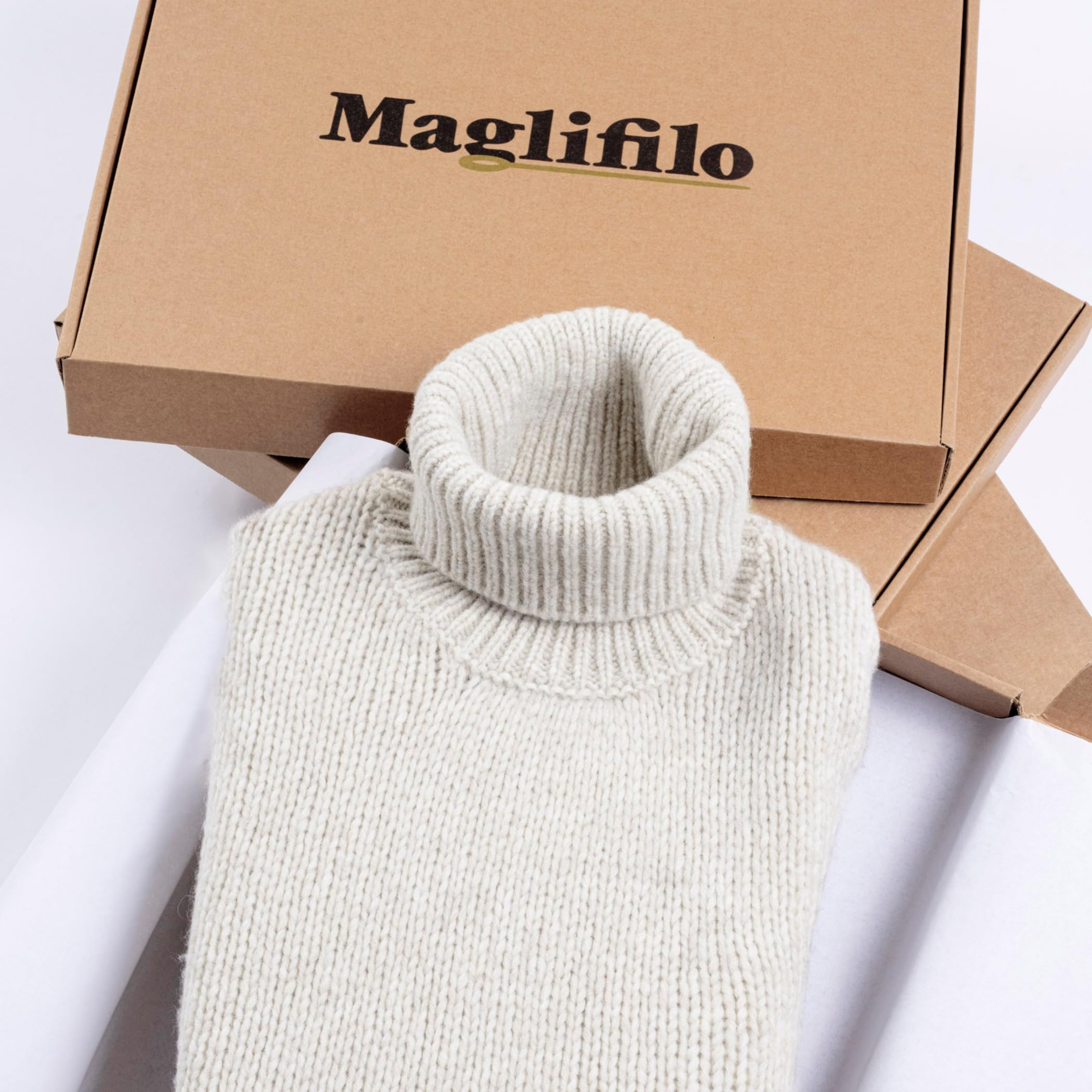 Maglione Donna Invernale Collo Alto in Lana Merino | Dolcevita Morbido, Caldo e Leggero – Maglia Grossa Ideale per l’Inverno Freddo e la Montagna, Confezione Regalo Inclusa