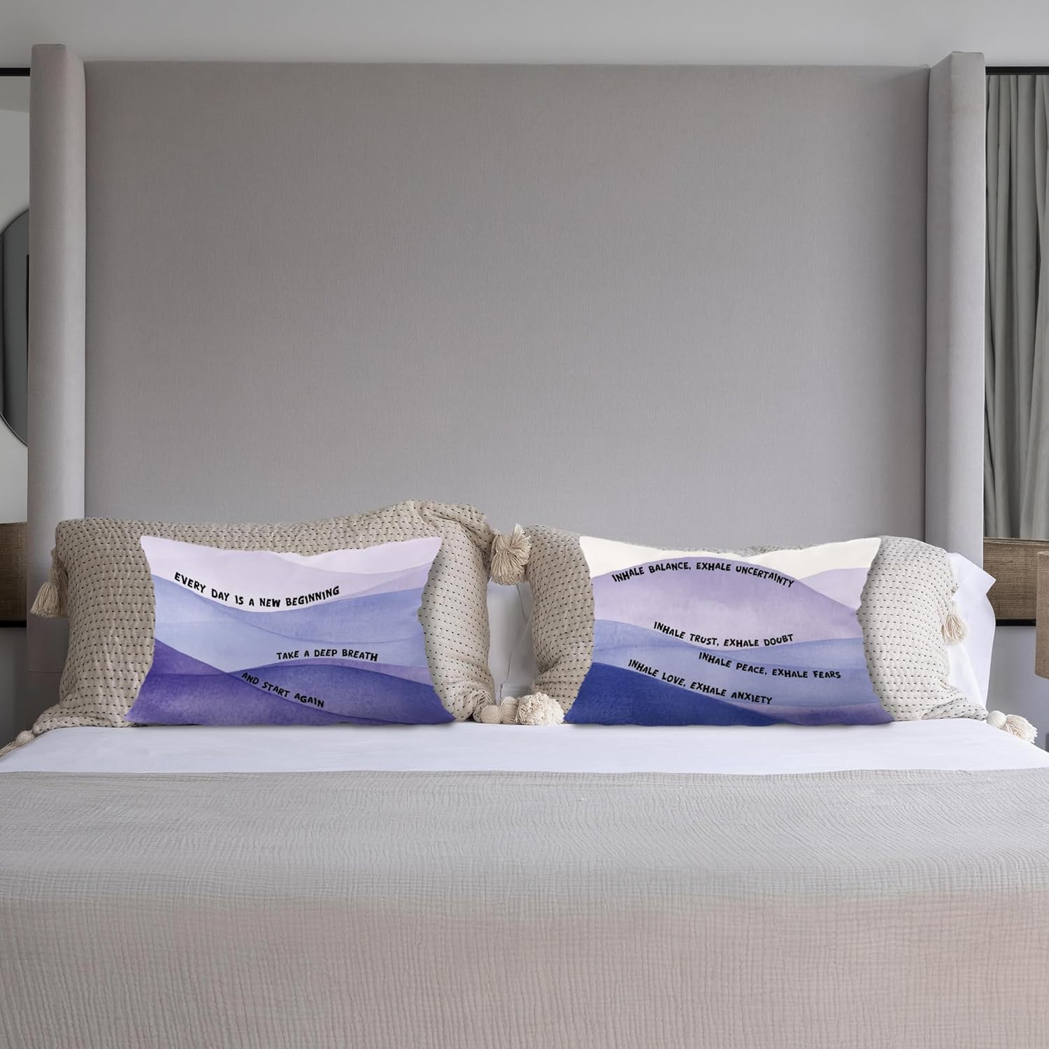 Inspirational Mental Health Pillow Covers 12x20, Stress Relief Gifts, Anti Anxiety Gifts, Purple Boho Psychology Decorative Lumbar Pillow Covers for Therapy Office Calming Corner, Set of 2 - Image 4