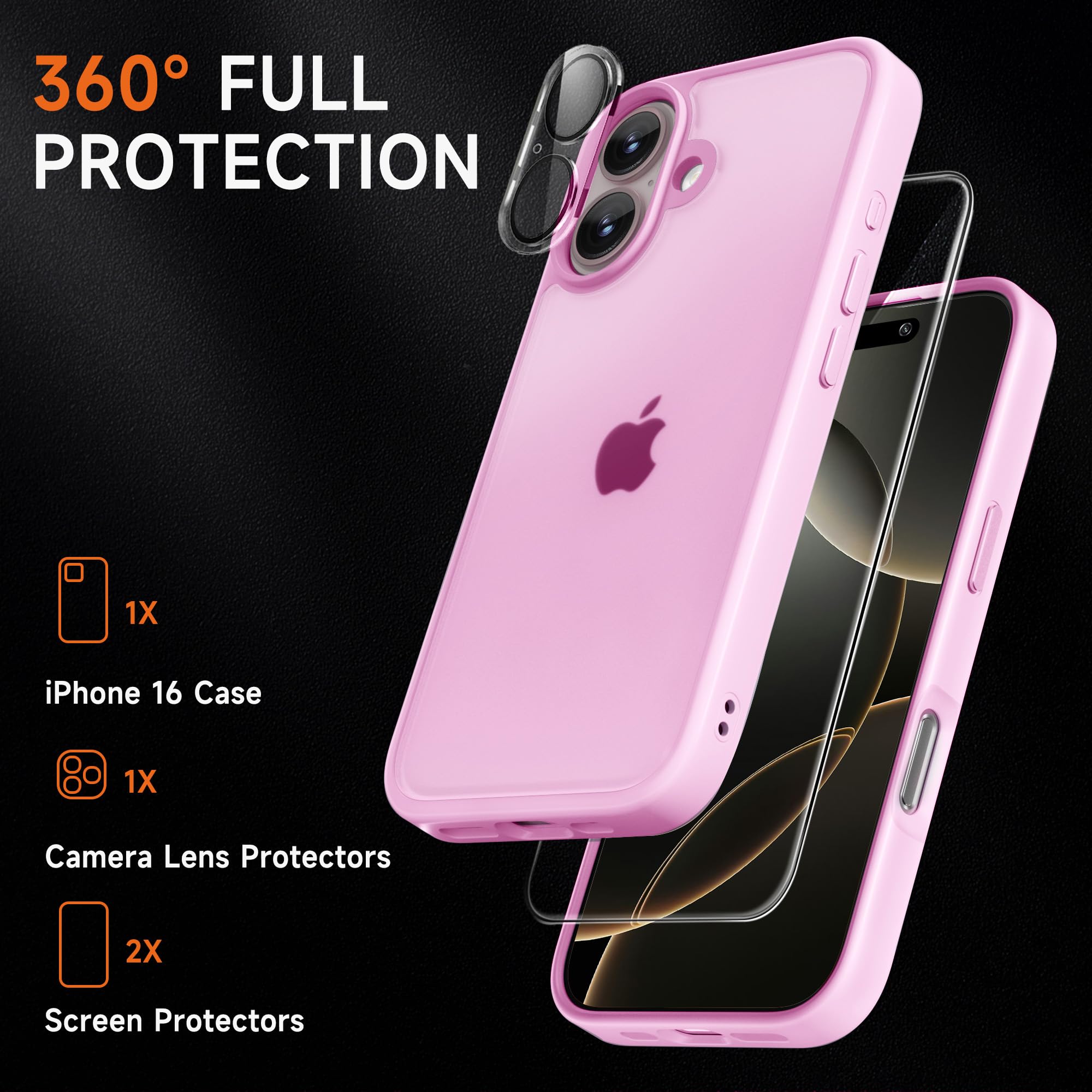 Case For IPhone 16 Pro With Sliding Camera Lens Protective Cover, [Military Grade Drop Protection] Non-Slip Heavy Duty Full-Body Shockproof Rugged Phone Case For IPhone 16 Pro, Purple