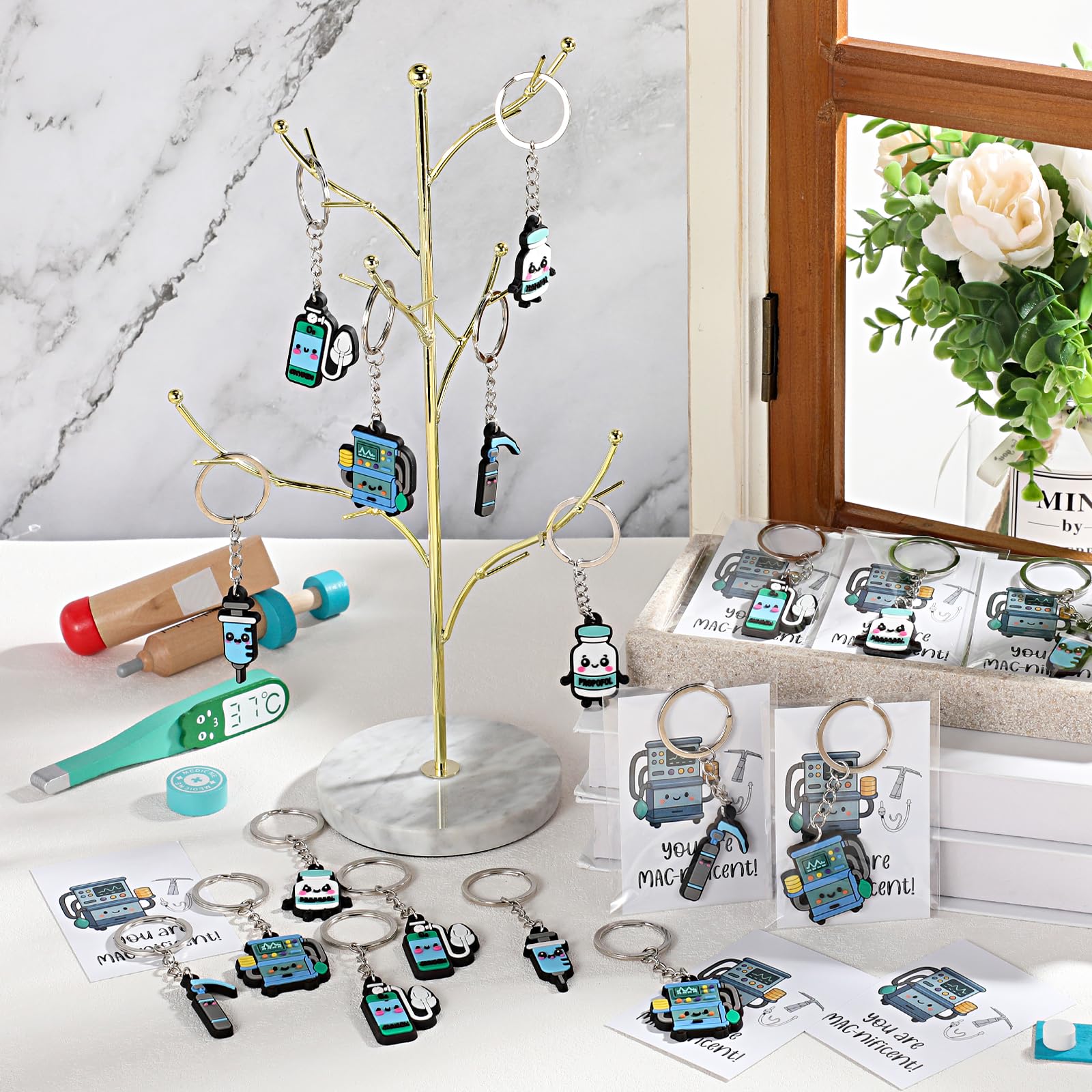 Nosiny 15 Sets Anesthesia Gifts Keychains with Appreciation Cards Thank You Gifts for Cna Crna Technicians Anesthesiologists