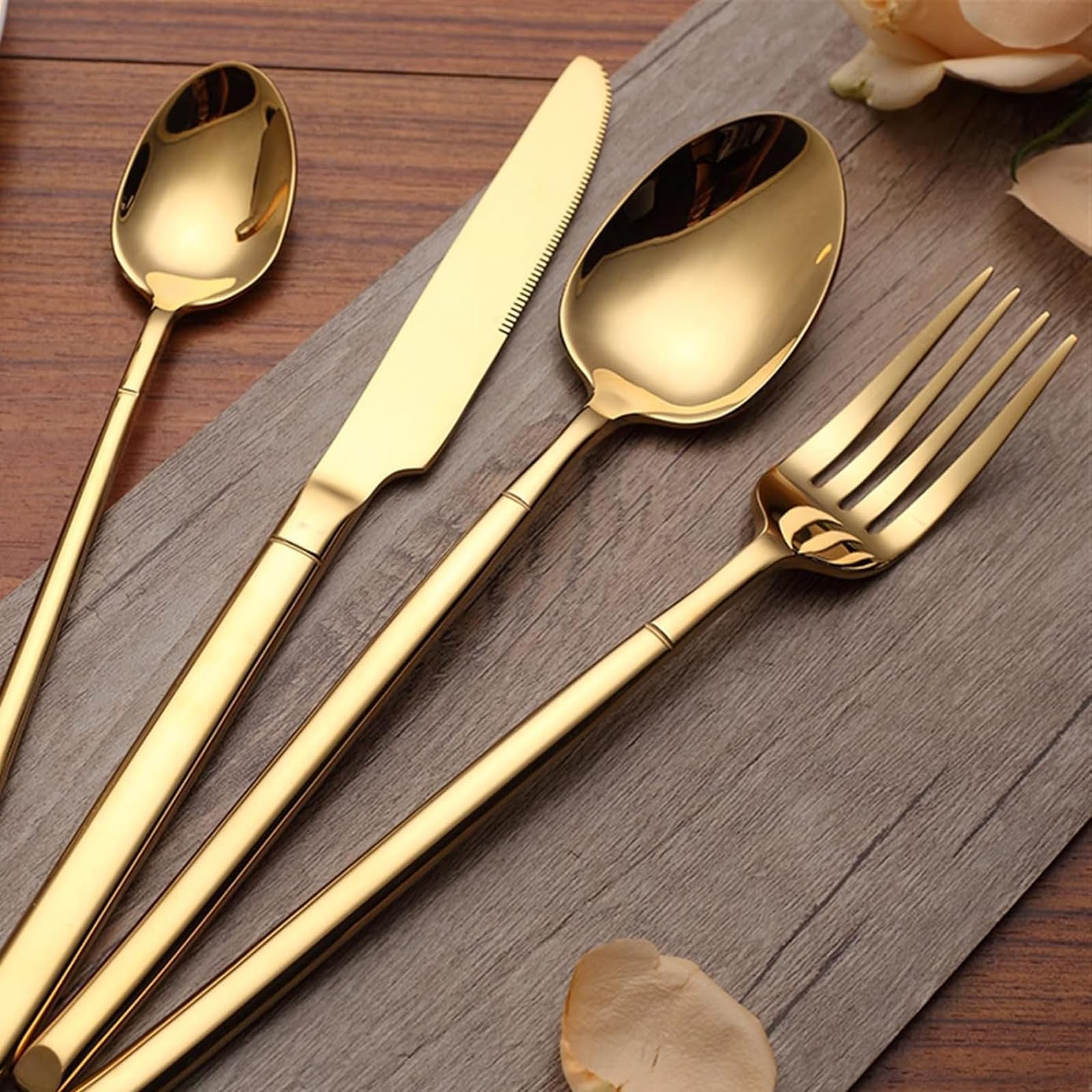 Juego de cubiertos de acero inoxidable, elegante cubertería para comedor, incluye 24 piezas, perfecto para el hogar y fiestas
