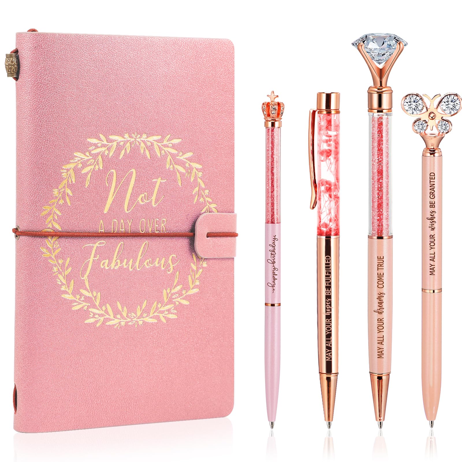 Photo 1 of Fulmoon 4 Pcs Christmas Novelty Gifts for Women Happy Birthday Journal Pen Gifts for Women, Birthday Diamond Ballpoint Pens Notebook Gift for Friends Mom Wife Novelty Gift(Pink)