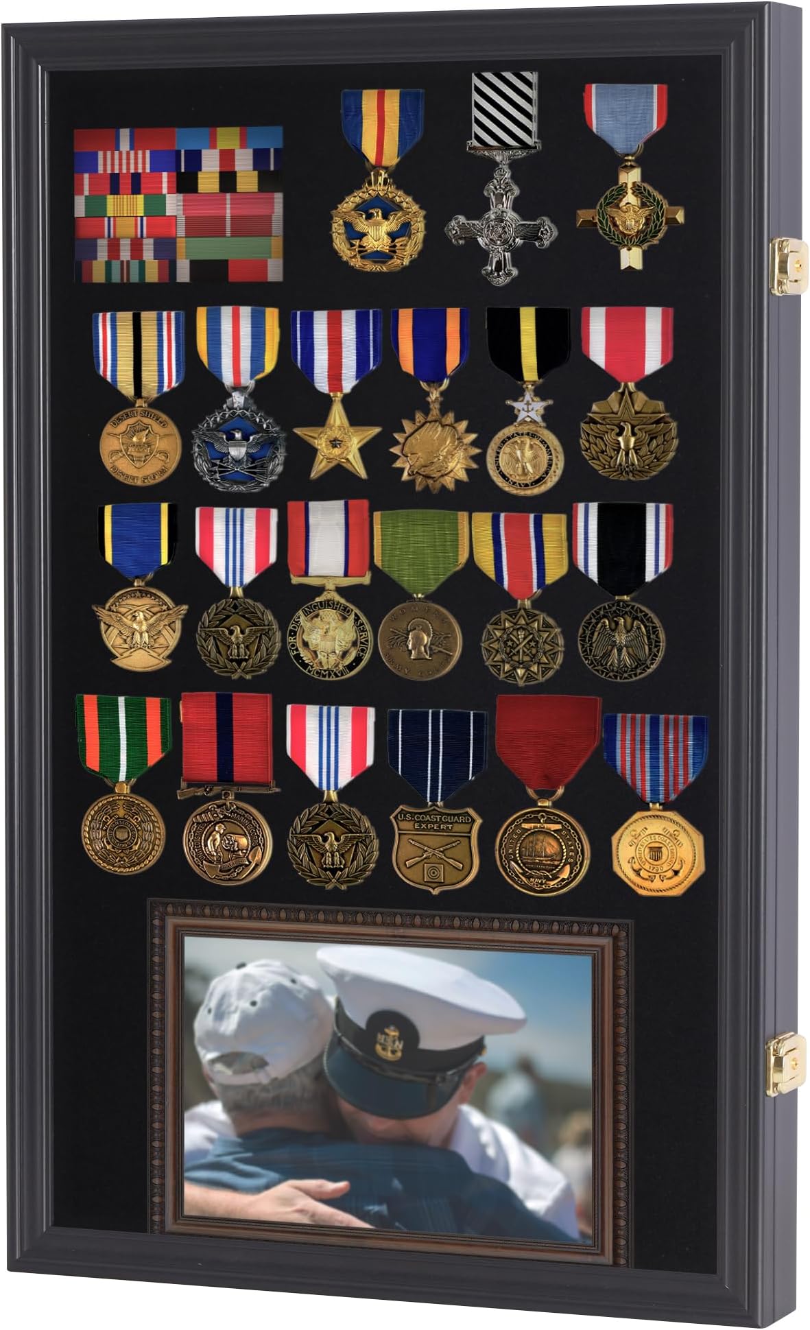 Large Pin Display Case - 25 X 16 Pin Collection Display with 98% UV Protection Acryliic Door for Military Medals, Beach Tags, Jewelry Pins, Pin Gift, Insignia Ribbons, Pin Enthusiast Collectibles