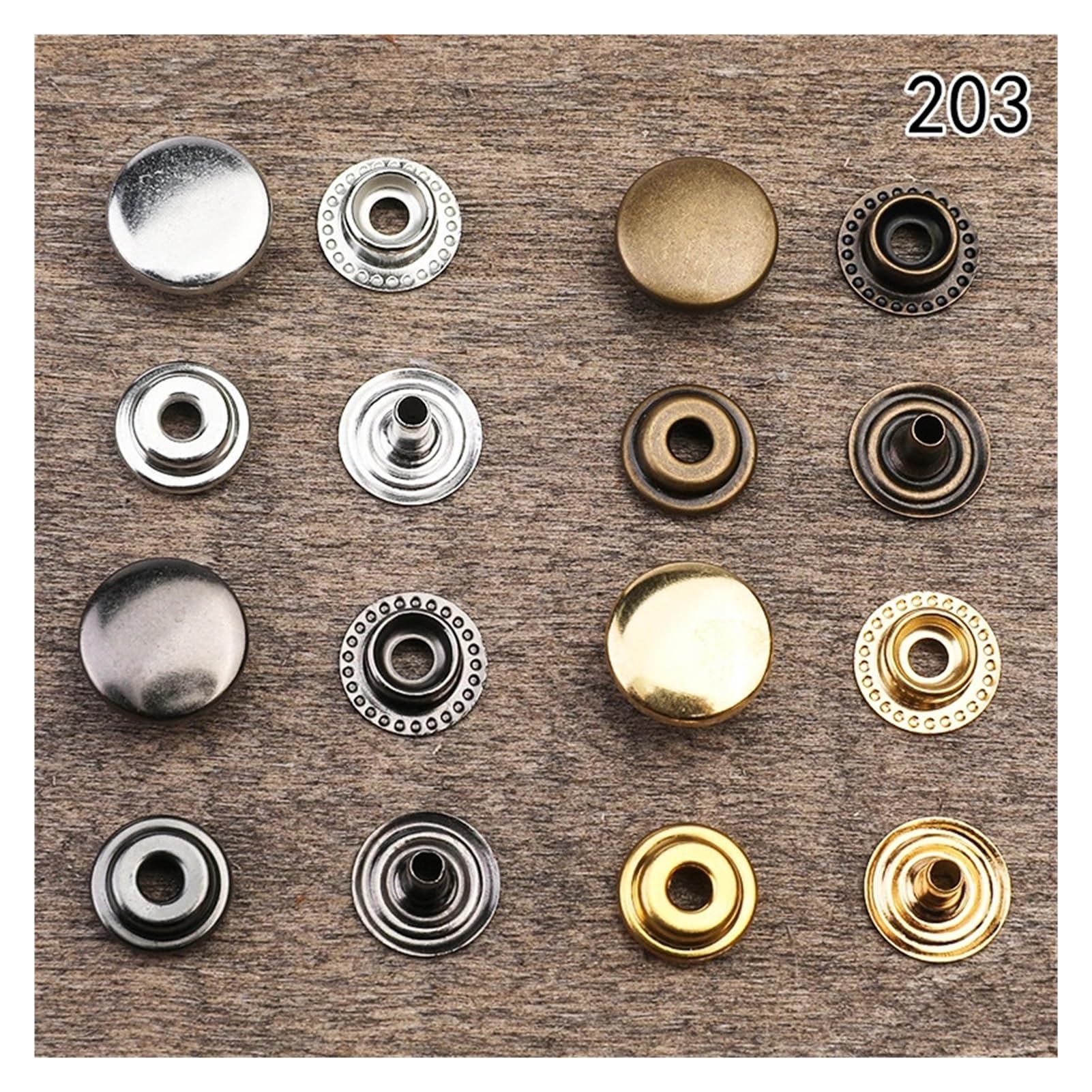 Kit de Sujetadores de Cuero a presión tamaño Inferior 9mm/10mm/12mm Botones de Metal broches de presión broches de Cuero for Ropa(Dark Grey 201)