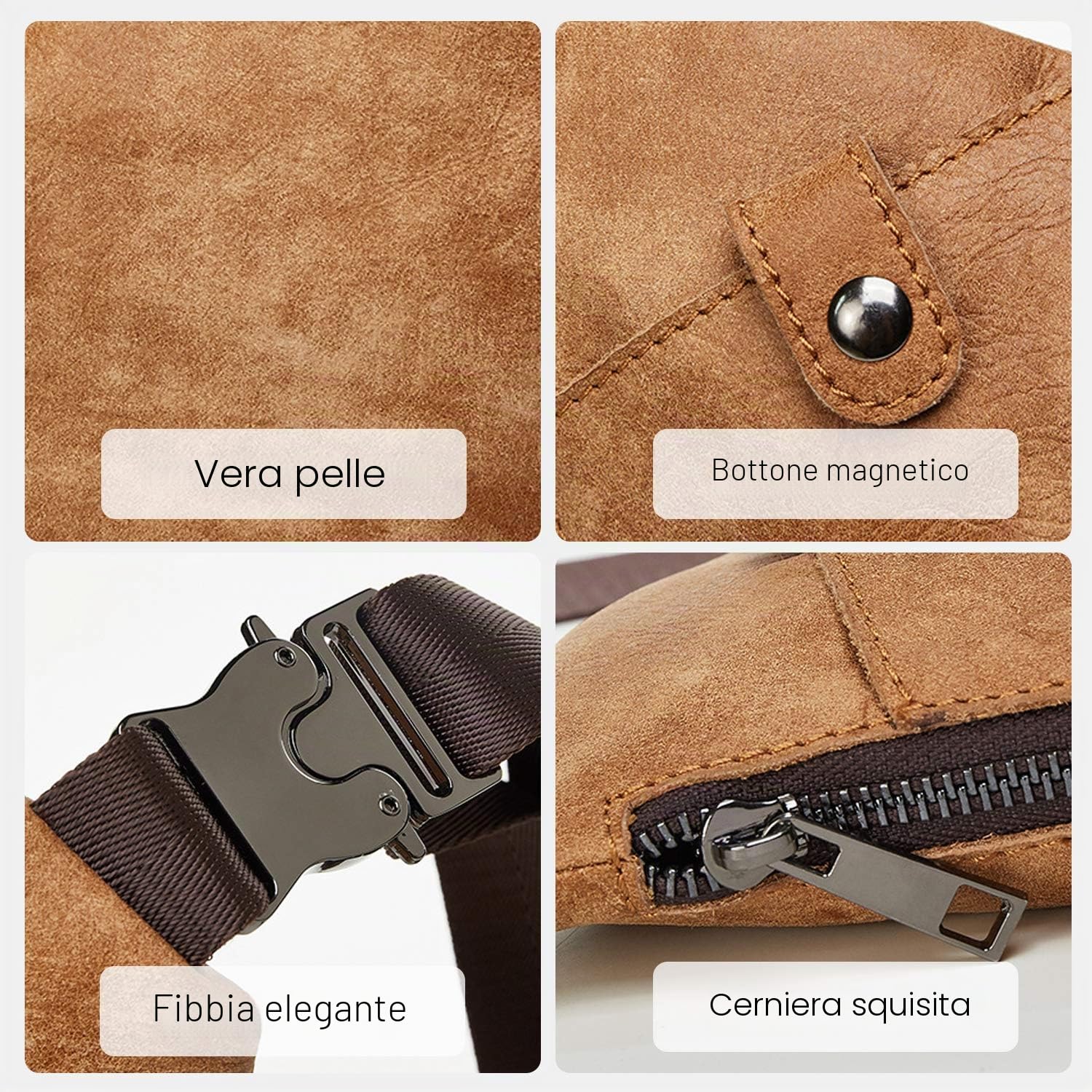 FANDARE Nuovo Monospalla Zaino Uomo Monospalla Pelle segmentato Borsello da Uomo Borsa a Tracolla Borsa Sportiva Sling Crossbody Bag Affari Ciclismo Viaggio Grande Capacità Impermeabile Nero