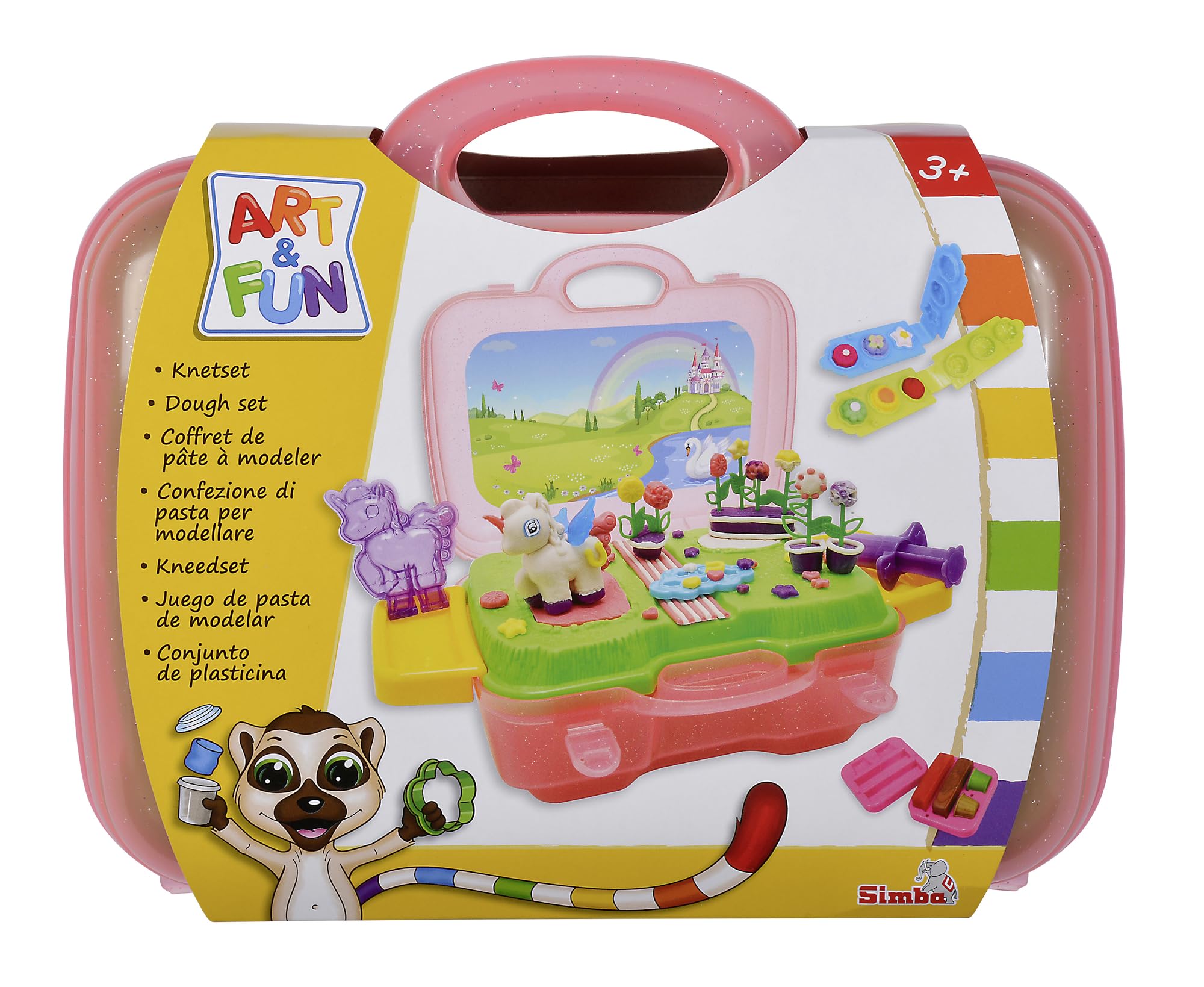 Art und Fun plastelina z jednorożcem w walizce/platforma do gry / 4 x 30 g plastelina / 15 części/kształt jednorożca/dla dzieci od 3 lat
