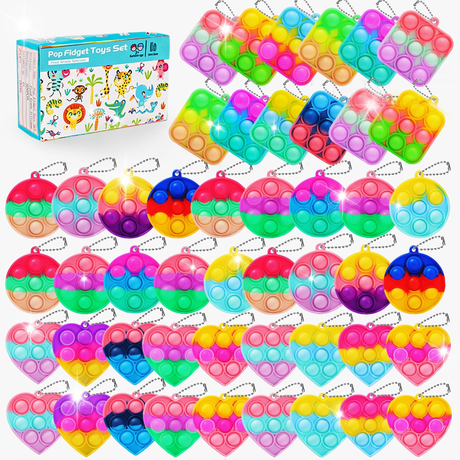 57PCS Party Favors for Kids, Fidget Toys Bulk Its Birthday Party Favors for Toddlers, Small Classroom Prizes Box Fidgets Toys, Treasure Chest, Goodie Bag Stuffers, Bubbles Poppers
