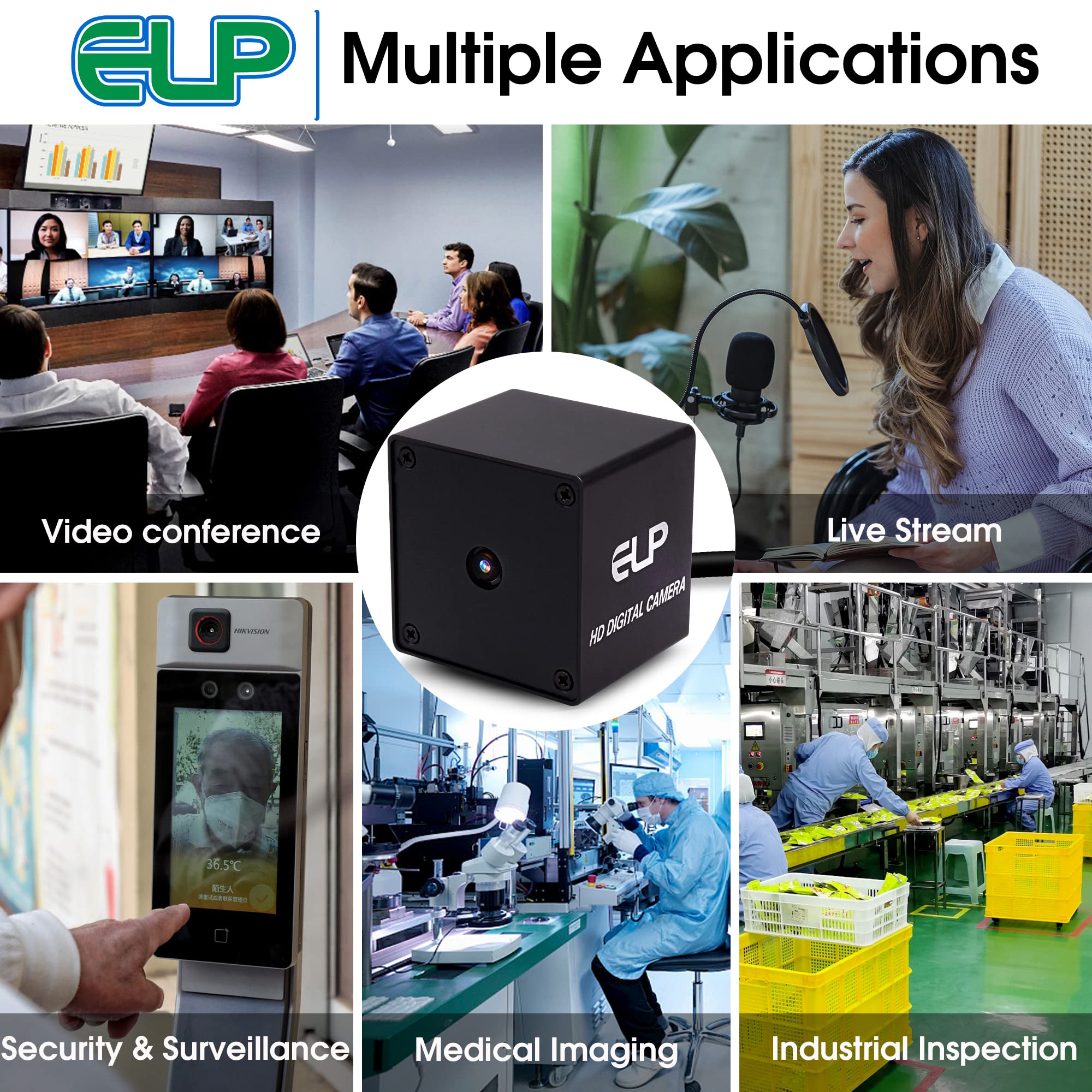 G ELP 48MP Autofocus Webcam USB con alloggiamento in metallo per computer grandangolare Webcam Mini UVC USB2.0 PC Webcam per Raspberry Pi Jetson Nano