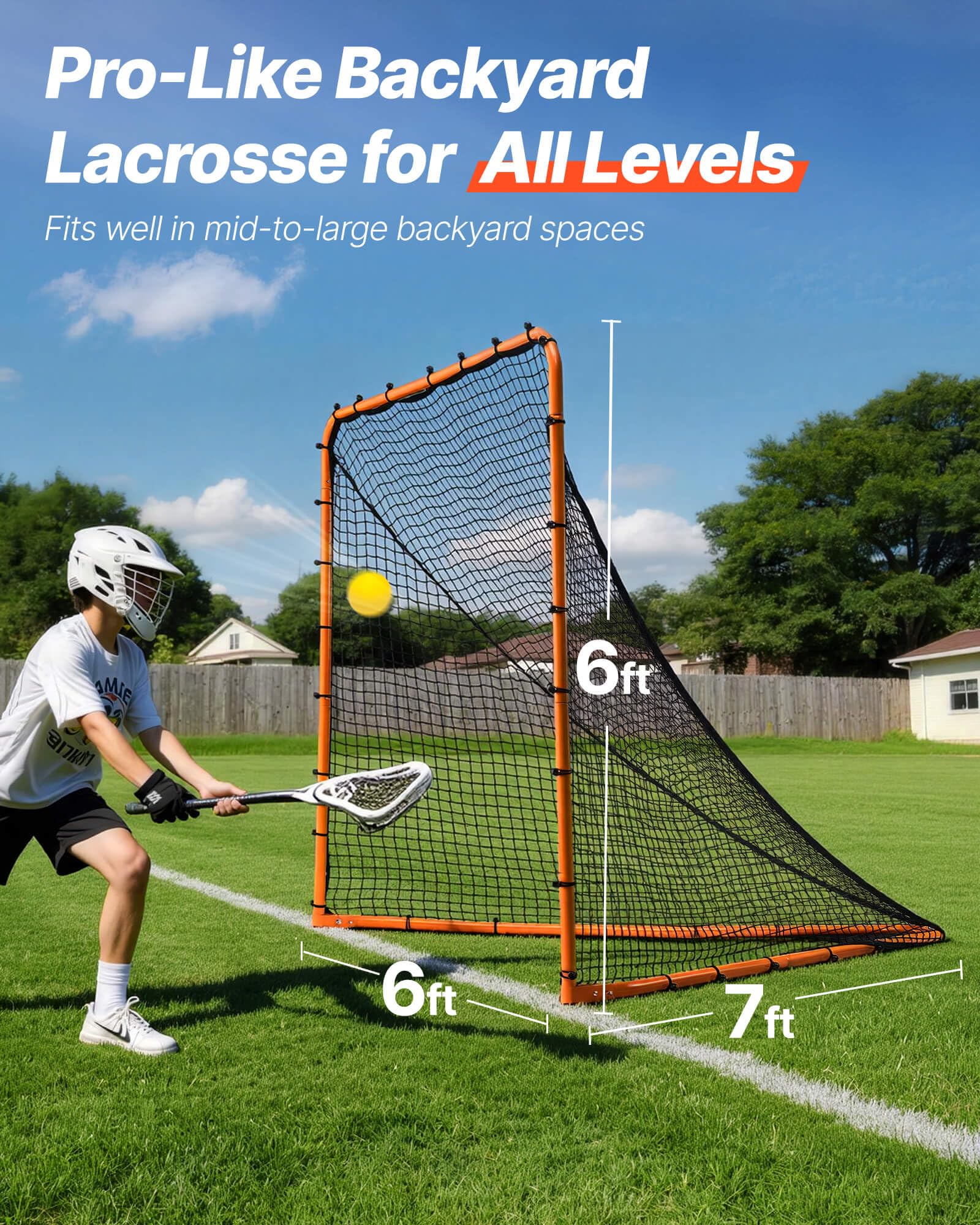 VEVOR Portería de lacrosse, red de lacrosse, equipo portátil de entrenamiento de lacrosse para patio trasero, red de entrenamiento de marco de acero, portería de lacrosse de configuración rápida y