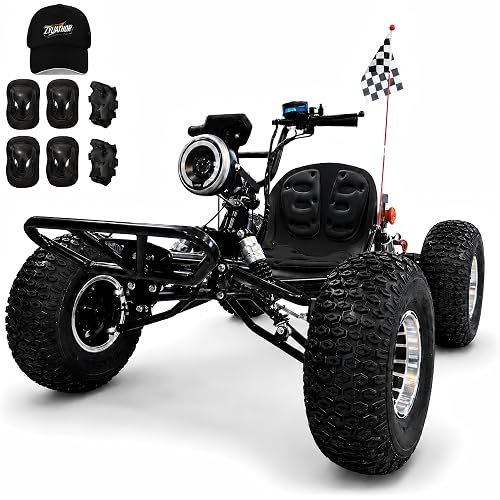 72V 3000W Electric Off-Road Go Kart for Adults & Teens 16+, Peak 10.8kW, Up to 45 MPH, 37-Mile Range, Shaft Drive Differential, Dual Rear Hydraulic Disc Brakes (19x7-8 Tires)