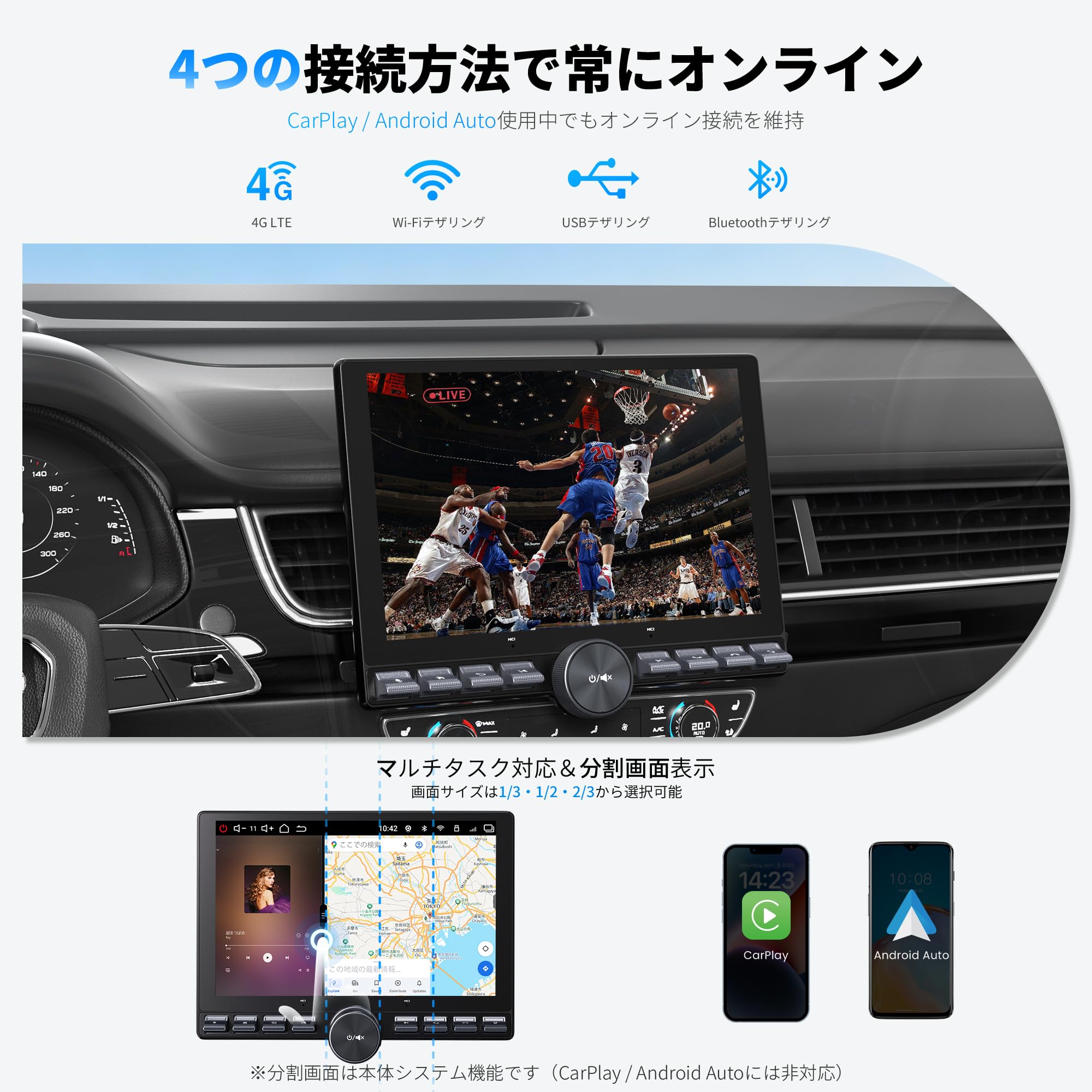 ATOTO S8L 7-calowe podwójne radio samochodowe AI Double Din z systemem Android, bezprzewodowe Carplay i Android Auto, HDMI