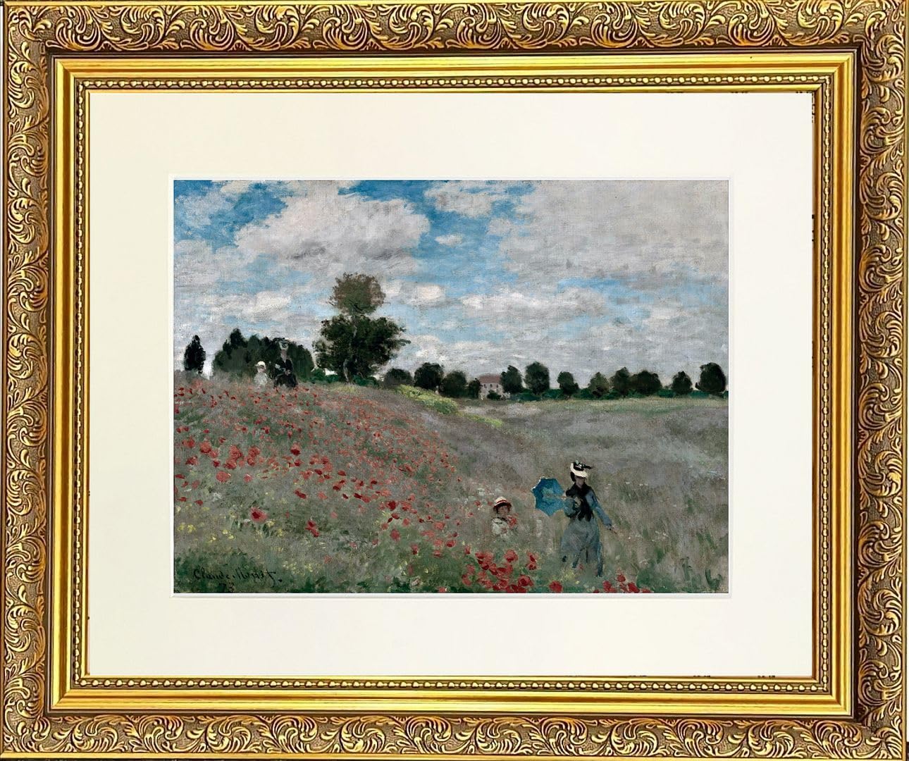 Fields Mounted & Framed Print in Gold Dahlia Frame 91 x 71 CM