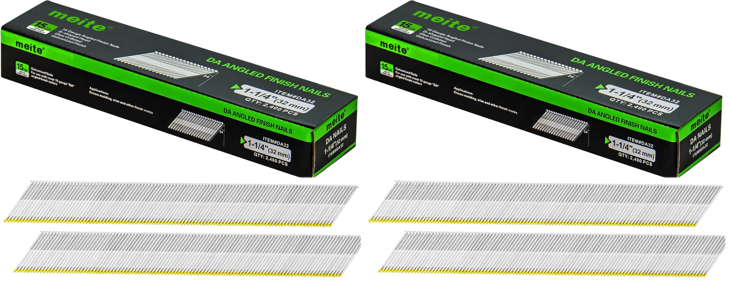 Meite 15 Gauge Angled Finish Nails - 2.5" (34 Degree) -18 Meite 15 Gauge Angled Finish Nails - 2.5" (34 Degree) -18