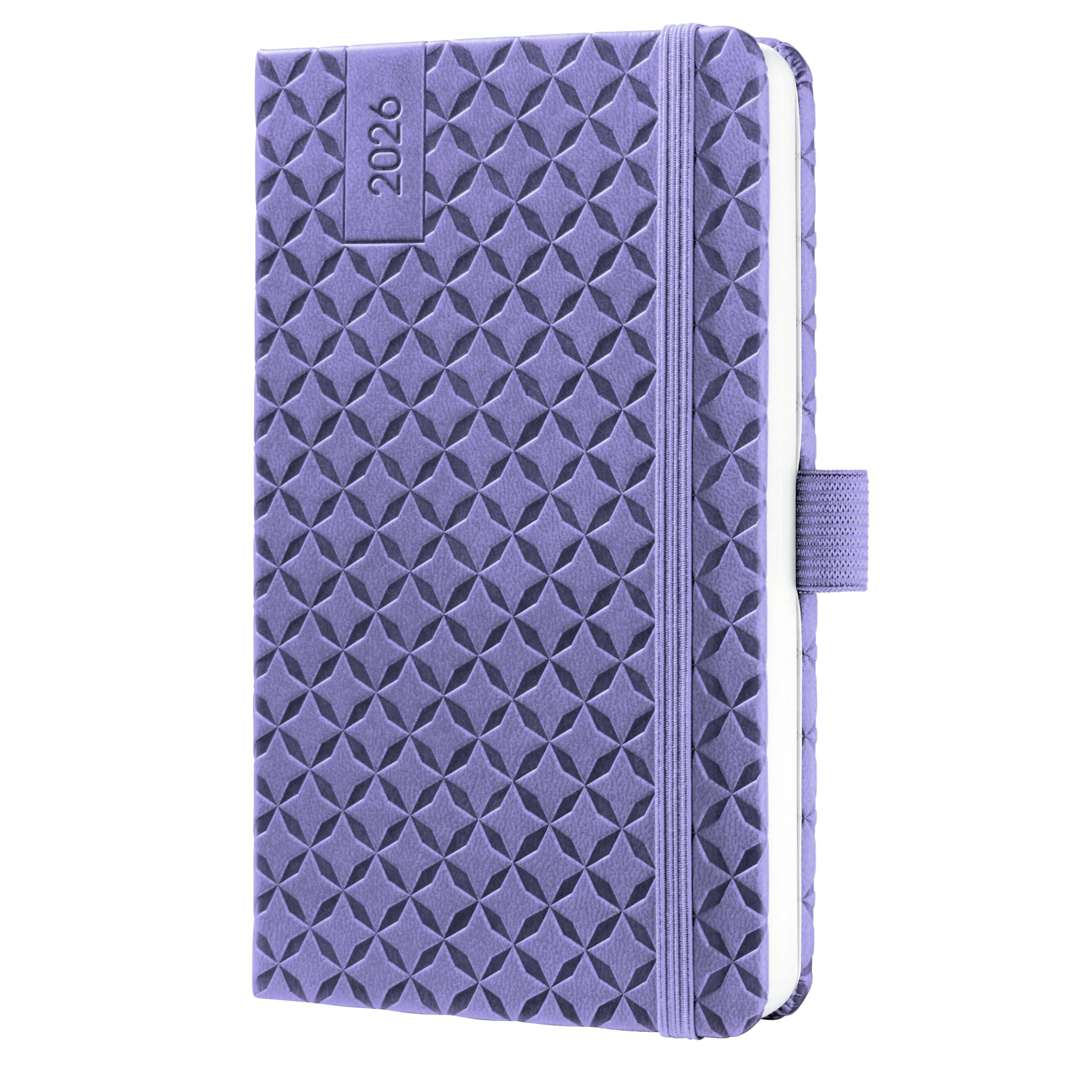SIGEL J6124 Wochenkalender 2026 A6, lila, Hardcover, Gummiband, Stiftschlaufe, Einstecktasche, 174 Seiten, vegan, aus nachhaltigem Papier, Terminplaner Taschenkalender Jolie
