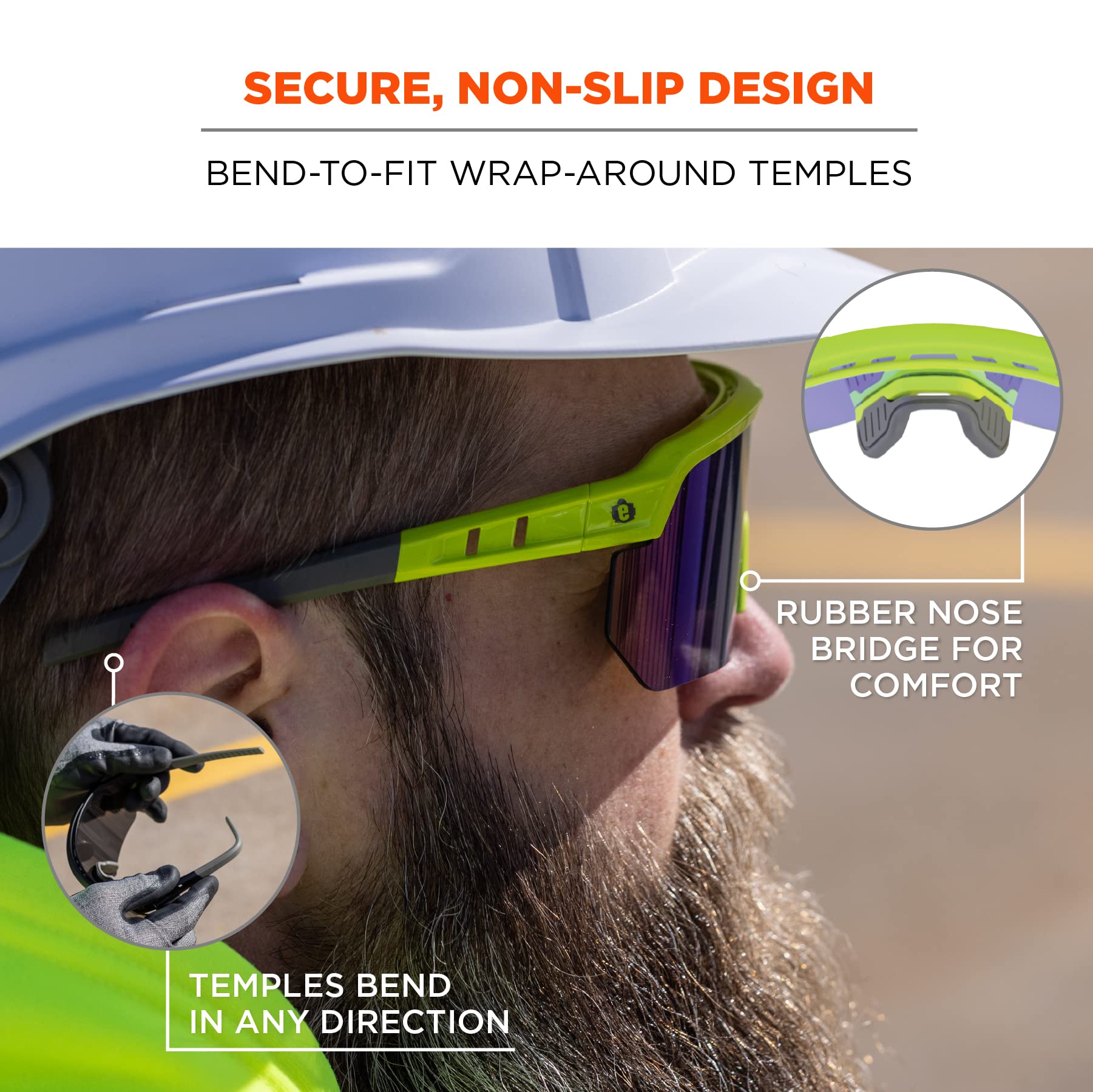 Ergodyne Skullerz Aegir Anti-scratch & Enhanced Anti-fog Safety Glasses, Sunglasses - Mirrored Lenses Gafas de seguridad antiarañazos y antivaho Unisex adulto (Pack de 1)