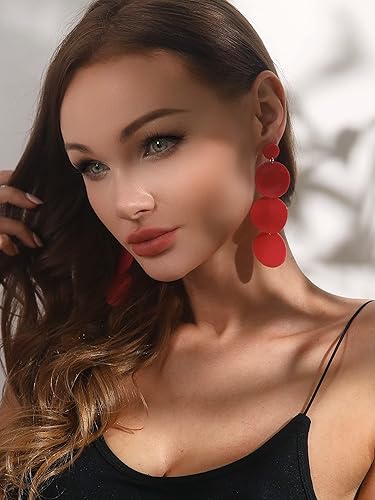 Miniatura 3 de Aretes colgantes redondos de acrílico Pendientes de disco de resina Joyería bohemia ligera de playa de verano