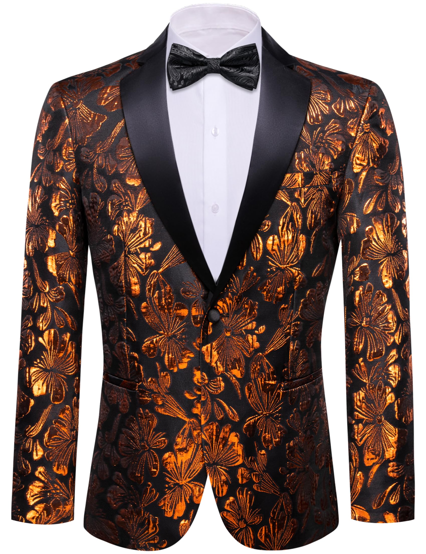 Barry.Wang Mens Floral Blazer Suit Jacket Notched Lapel Casual Sport Coat