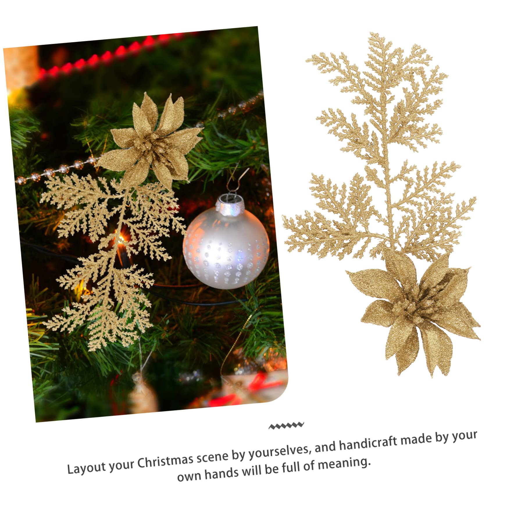 PRETYZOOM 3 Set Di Rami Di Pino Decorazione Natalizia Fiore Glitterato Fiore Artificiale Ciondolo Appeso Allalbero Per Natale 6 Pezzi * 3