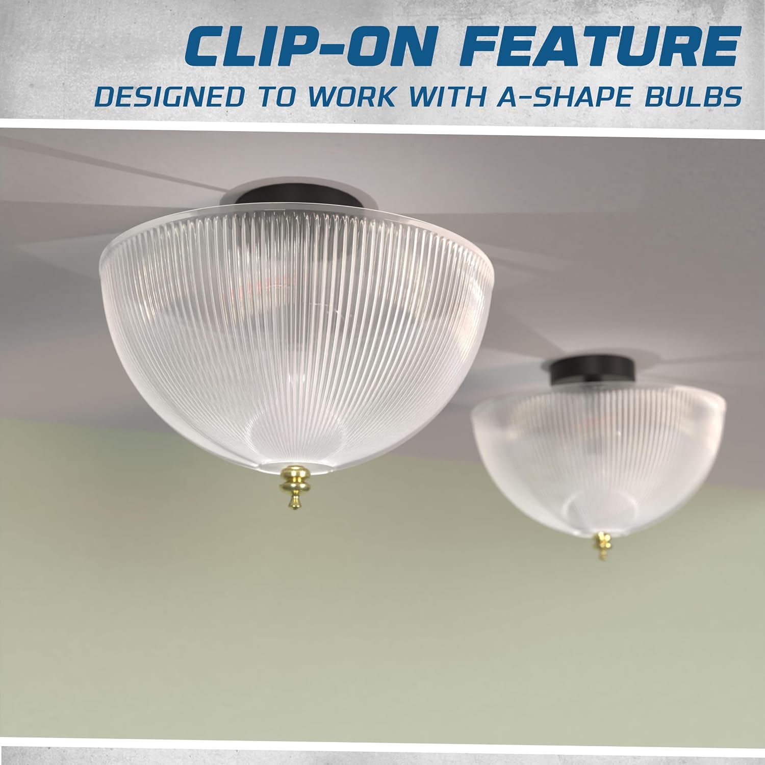 OHLECTRIC Acrylic Prismatic Dome Clip-On Lamp Shade – 4x8 inch Decorative Light Bulb Cover with Brass-Plated Finial, Suitable for A-Shape Bulbs, Ideal for Home & Office Lighting