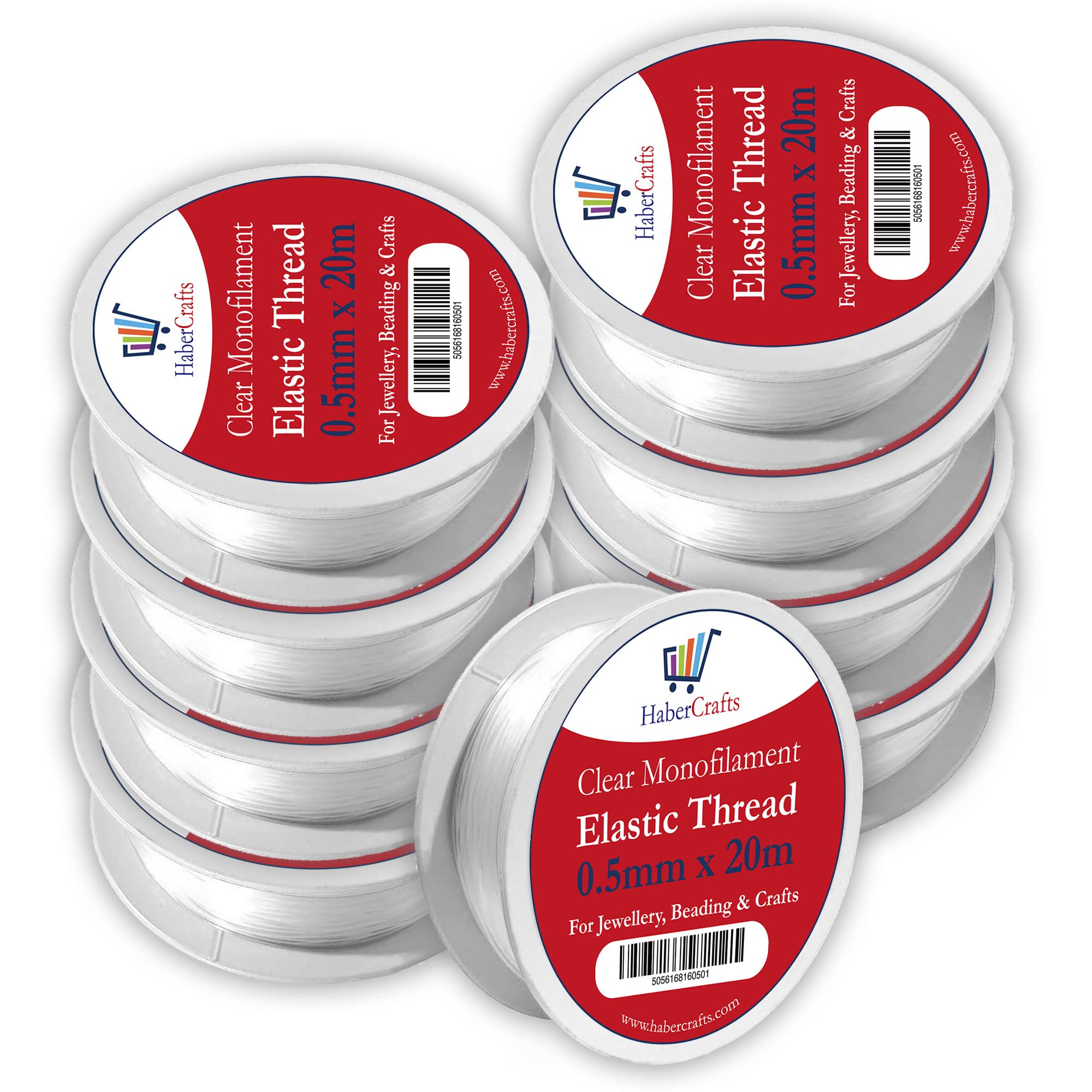 Habercrafts White 0.5Mm Clear Elastic Thread Stretchy Elastic For Bracelet Making Bracelet Clear Elastic For Jewellery Making Elasticated String Bracelets Necklace Beading Decorations Jewellery (0.5Mm X 20M - 1 Spool)