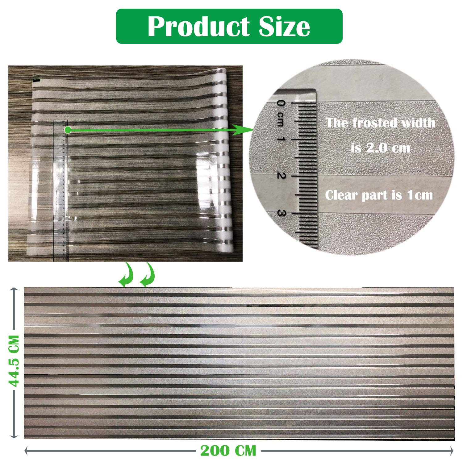 Zindoo Raamfolie Privacy, Matte Raamfolie Statische Klem 75 x 200 cm, Privacyfolie voor Glazen Ramen Geen Lijm Raamsticker Ondoorzichtige UV-bescherming Streep voor Kantoor Woonkamer Keuken