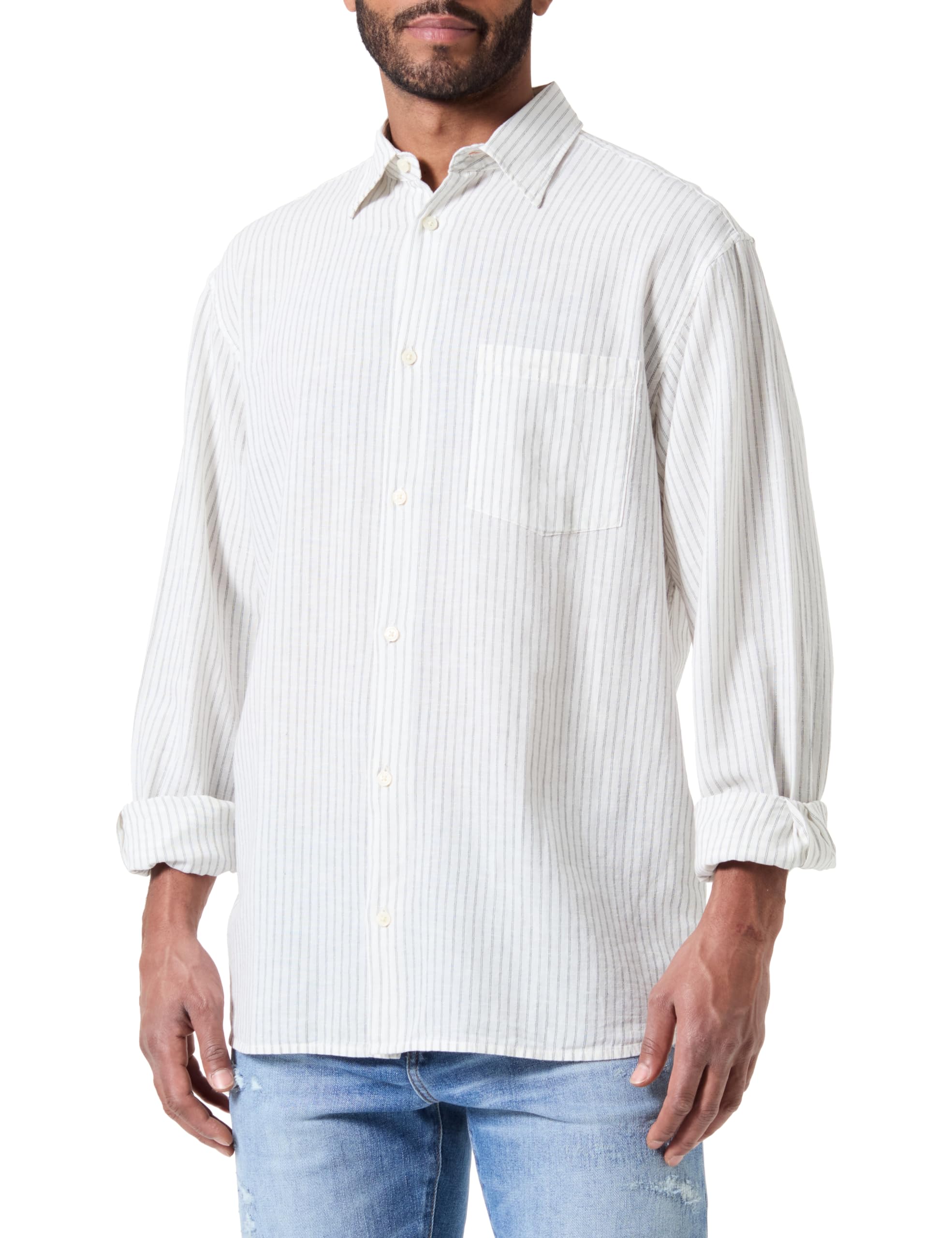 Jack & Jones Jorblicher Linen Check Shirt LS Camisa de Manga Larga para Hombre