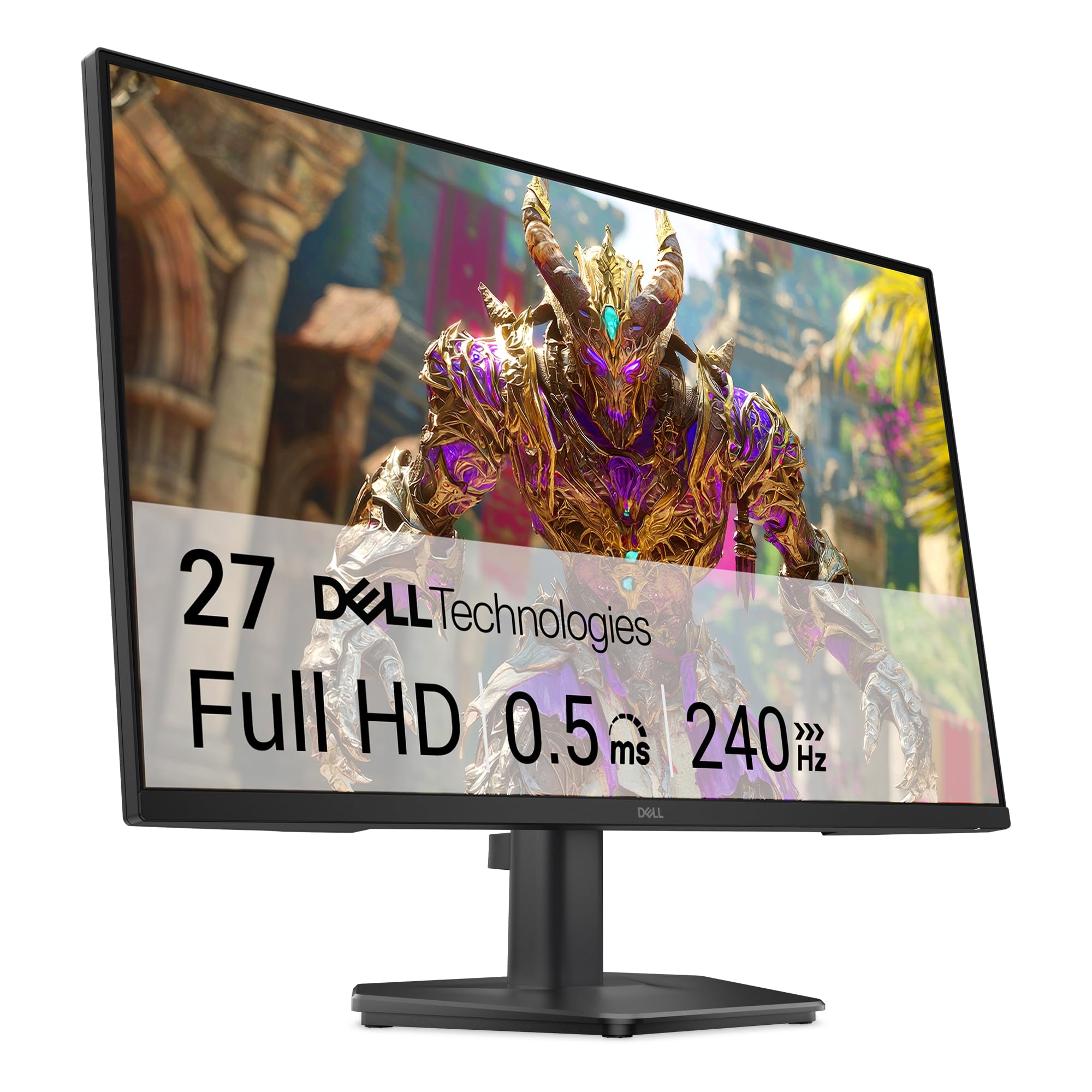 DELL 27 Monitor Gaming - SE2726HG, Full HD (1920x1080), 240Hz, Fast IPS, 0.5ms, AMD FreeSync Premium, 99% sRGB, HDR10, VESA (100x100mm), DisplayPort, 2 HDMI, 3 Años de GarantÃa, Negro