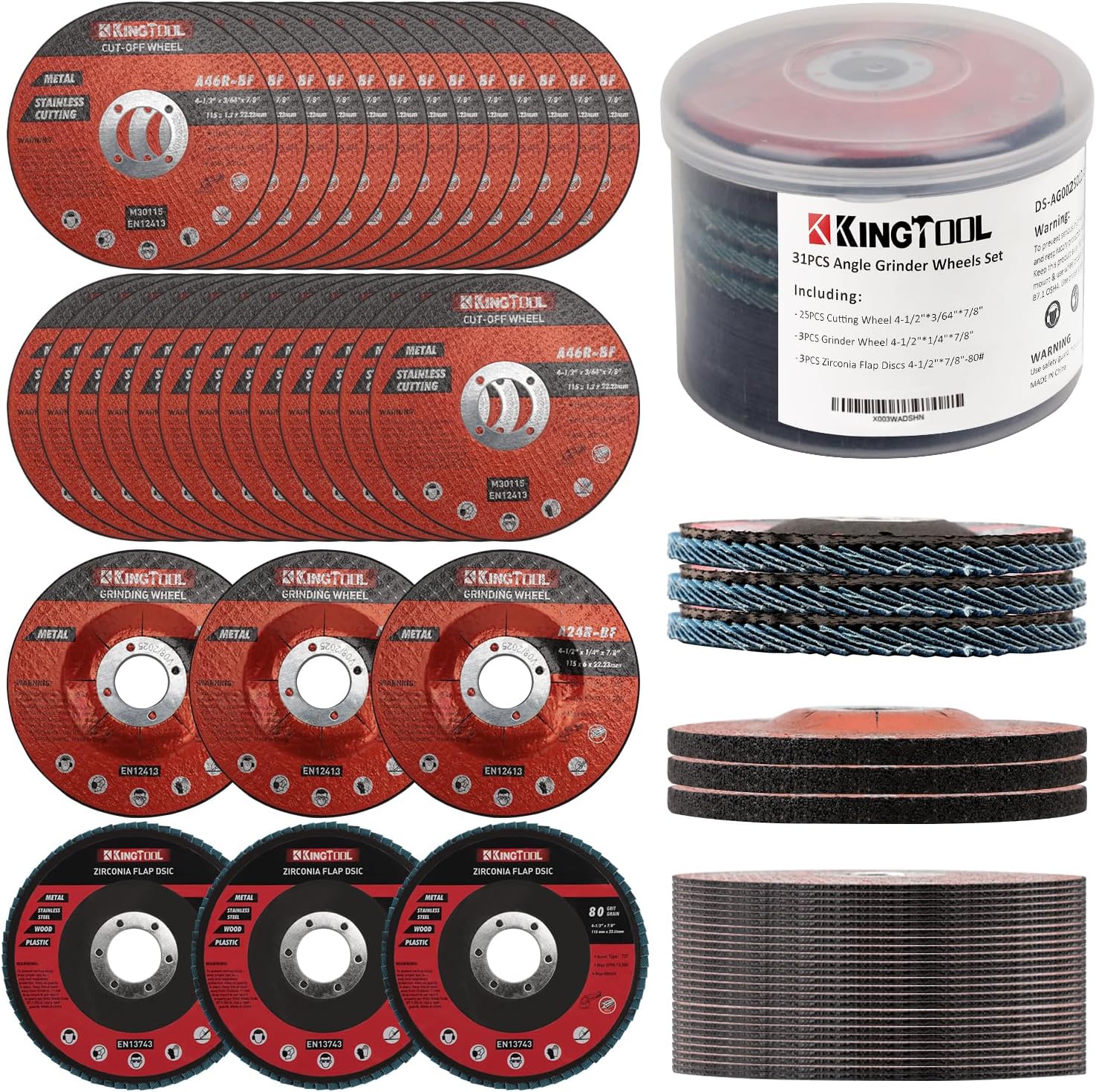 KingTool 31pcs Angle Grinder Wheel Set