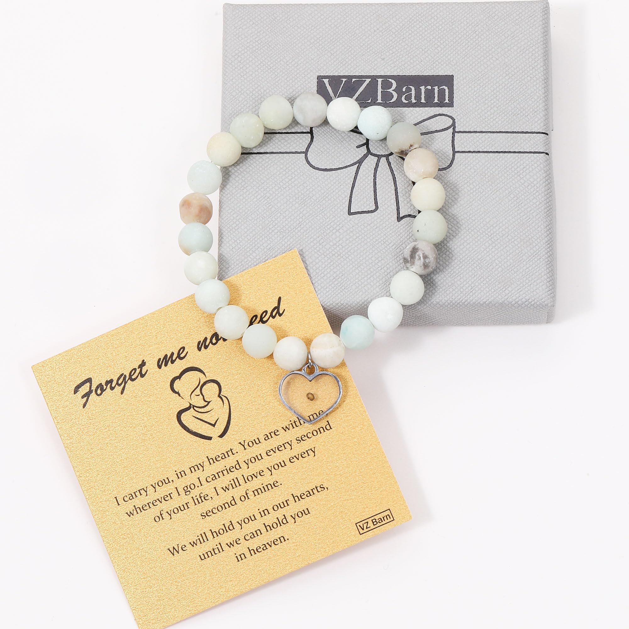VZBarn Miscarriage Gift Heart Charm Stretch Bracelet Crystals and Healing Stones Bracelet for Mother Father