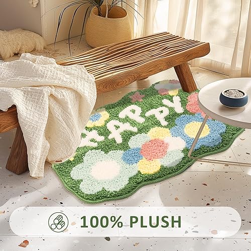 Miniatura 4 de Tapetes de baño bohemios, de 28 x 18 pulgadas, tapete de baño pequeño, antideslizante, absorbente, suave, lavable, tapete de ducha estético para baño