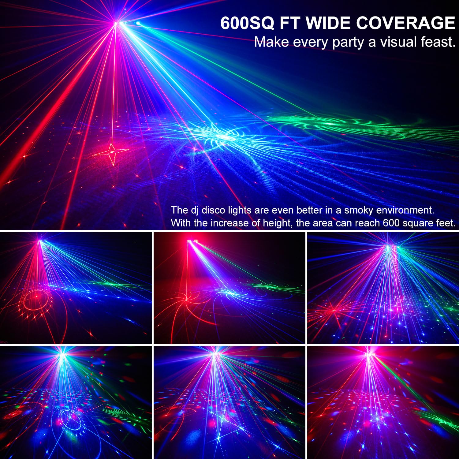 Luz de discoteca 7 en 1, luces de fiesta de DJ para fiestas familiares, clubes de karaoke, bares y bailes