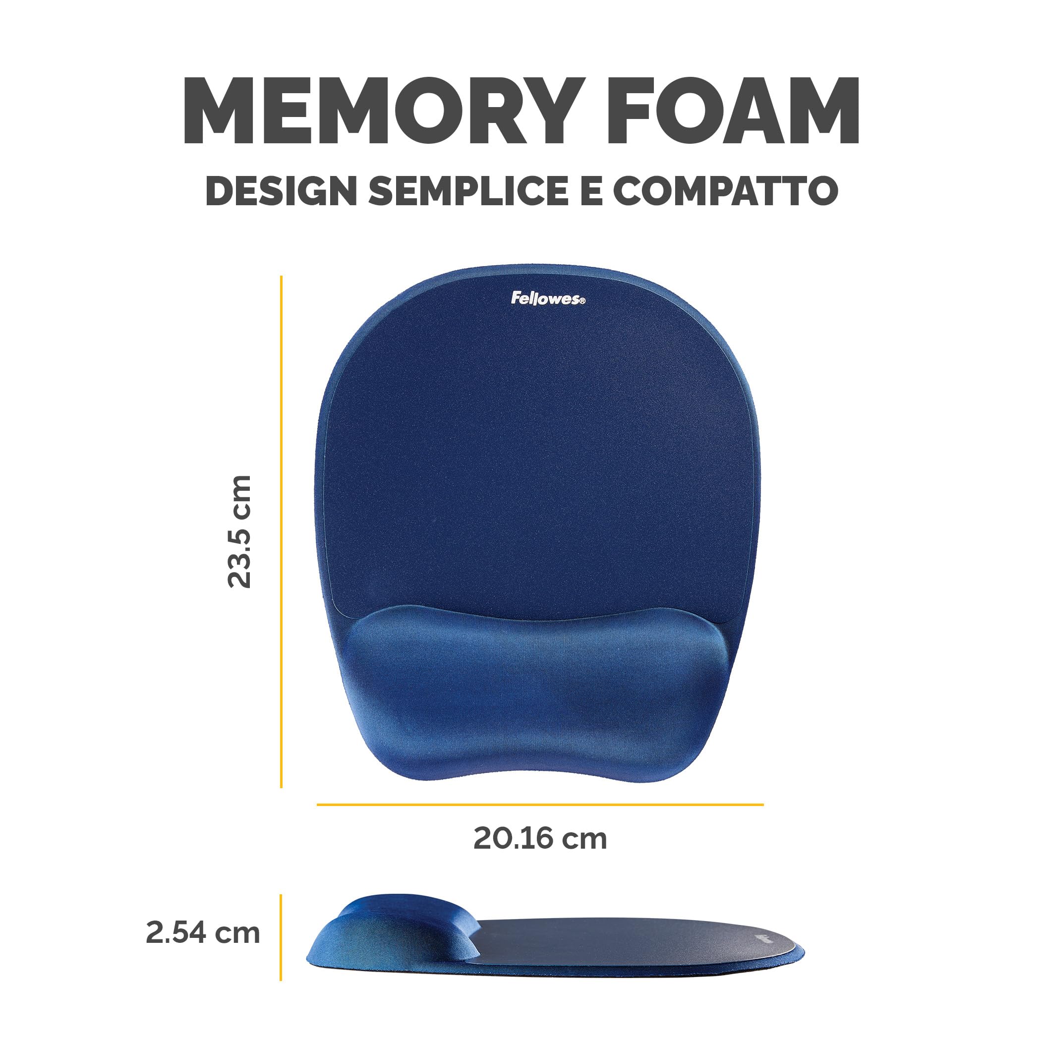 Fellowes Tappetino mouse Everyday con supporto per il polso ergonomico Blu