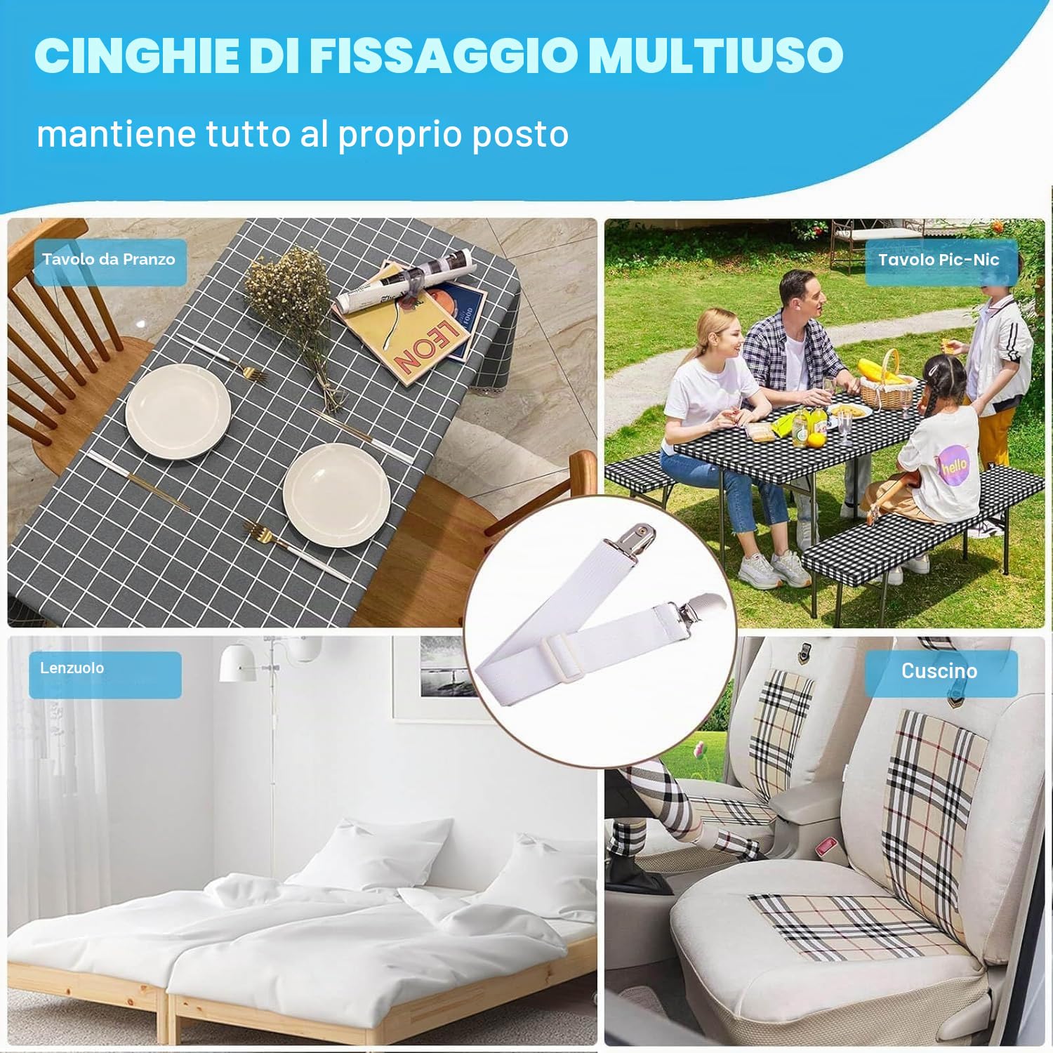 CUNGLIN fermatovagliaClip per Tovaglia, Fermatovaglia Clip per Cinghia Elastica, Fermatovaglia Clip per Tenuta Tovaglia da Tavola per Casa, Picnic, Feste, Matrimoni