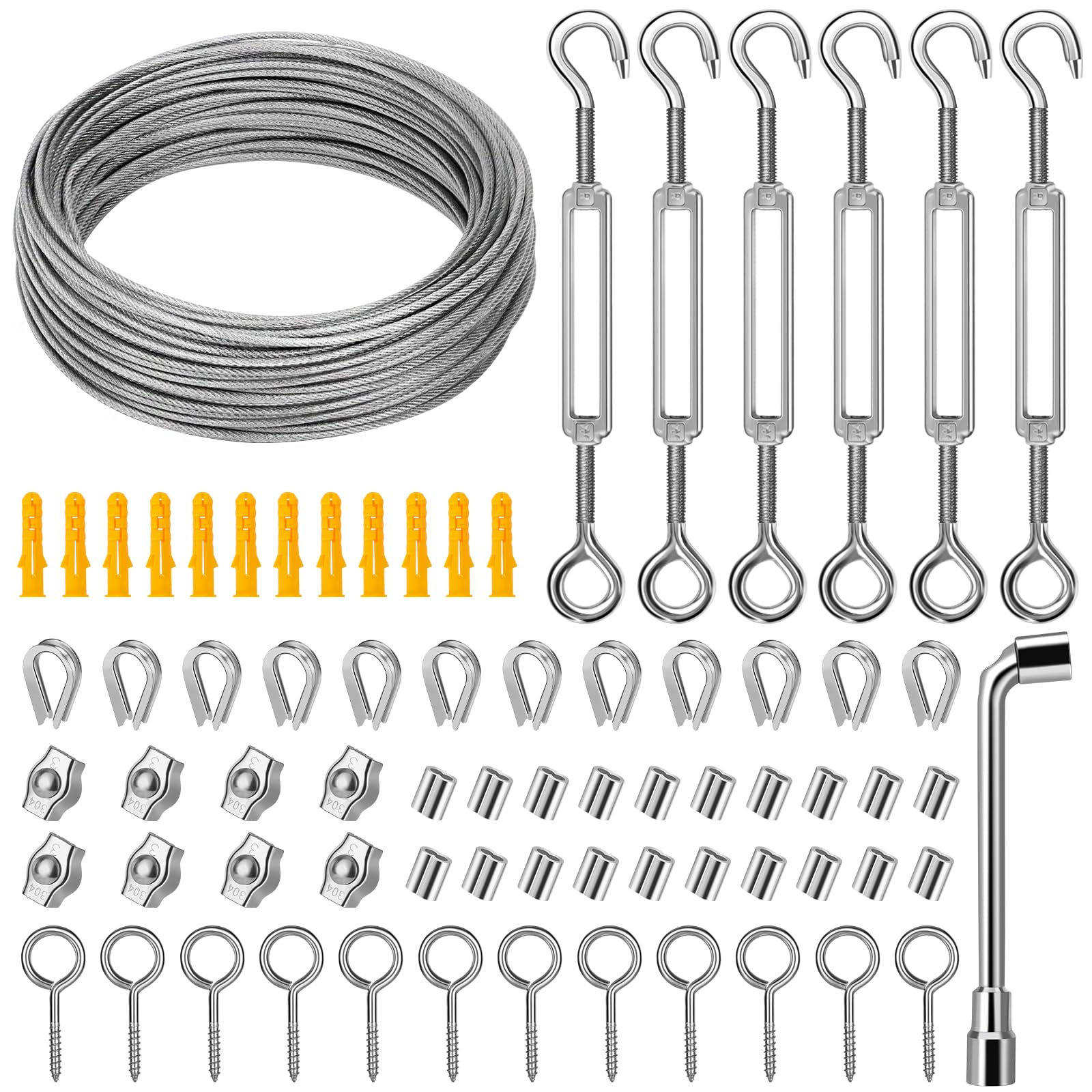 Cavo Acciaio 10m Con Morsetti - Kit Per Appendere Lampade, Tende O Decorazioni - Foto 8