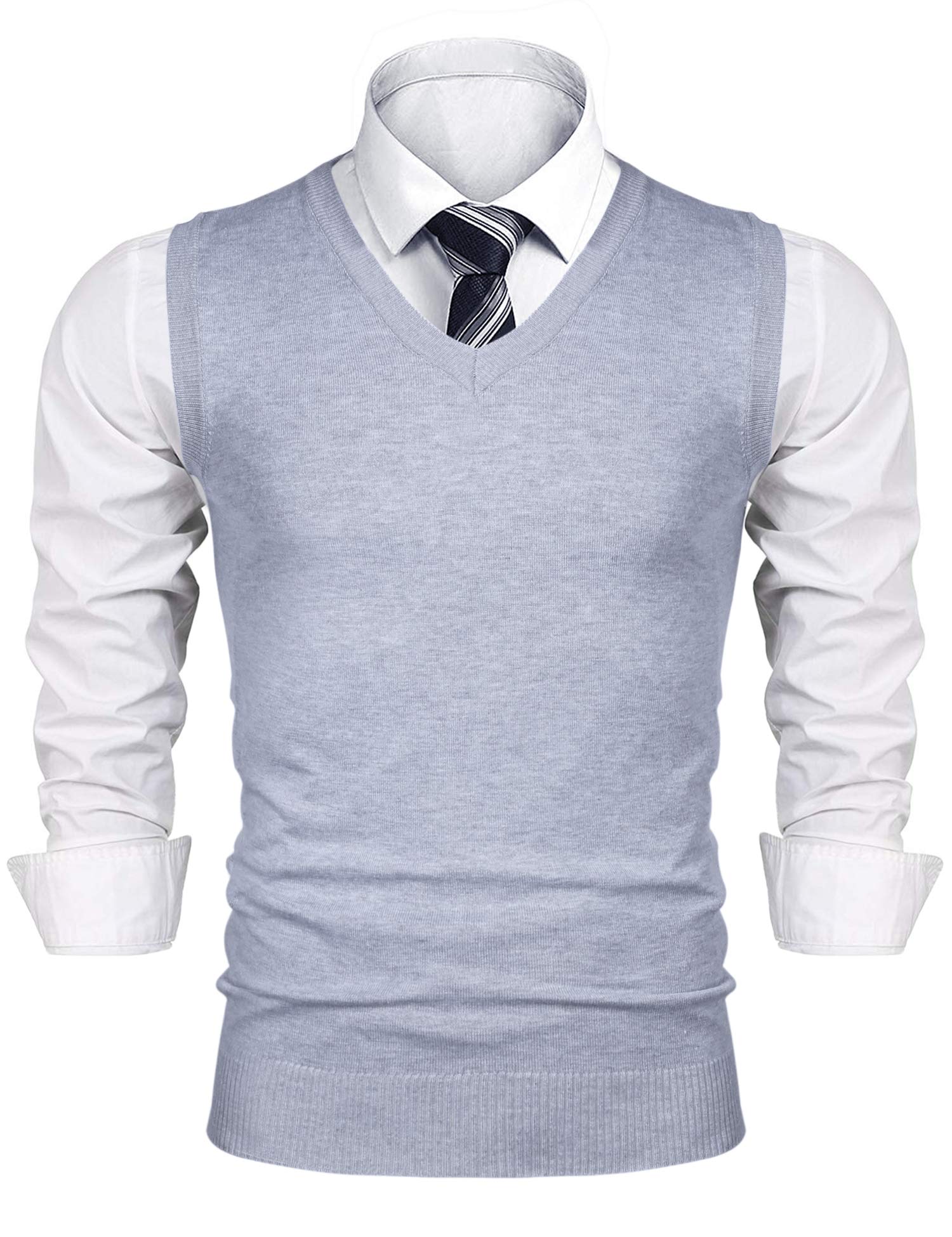 iClosam Gilet Maglione da Uomo Inverno Gilet V-Collo Cotone Casual Pullover Smanicato Maglia Sweater Felpa Men