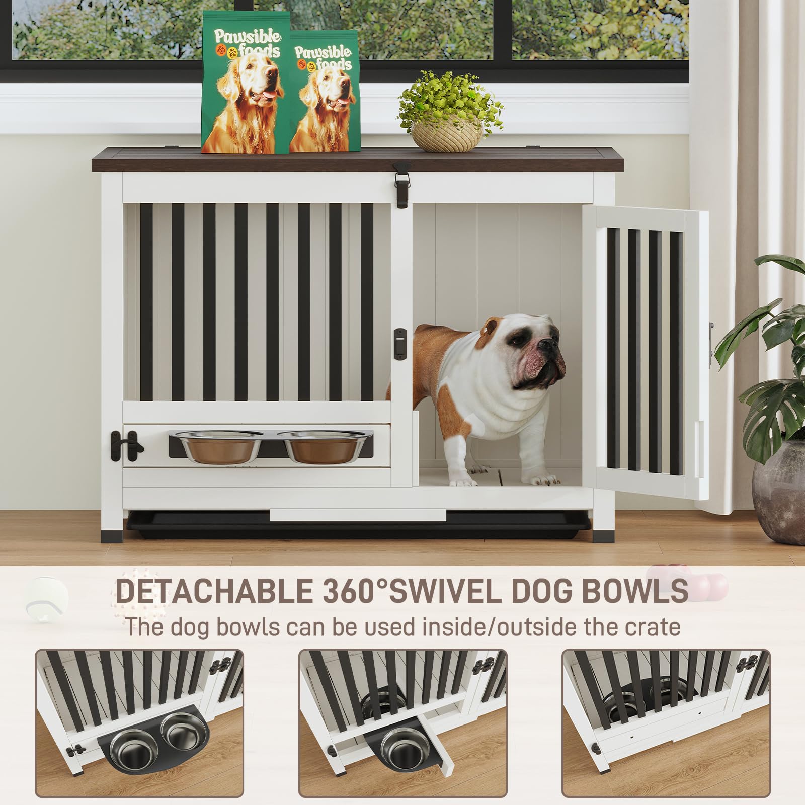 Wooden Dog Crate MEDEHOO Portable Dog Crate Furniture For Medium